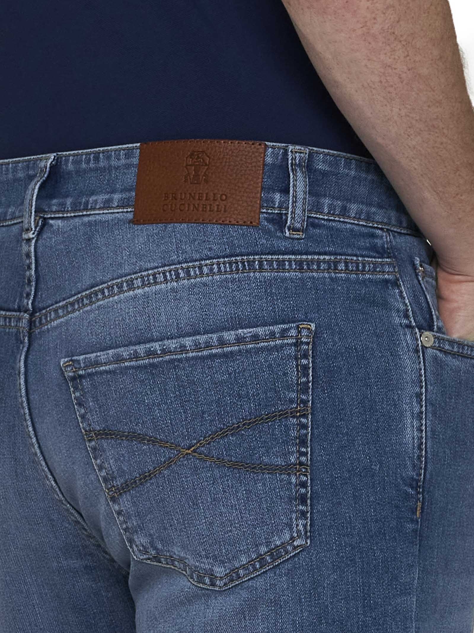Brunello Cucinelli Rolled Cuff Denim Jeans In Denim Chiaro Old