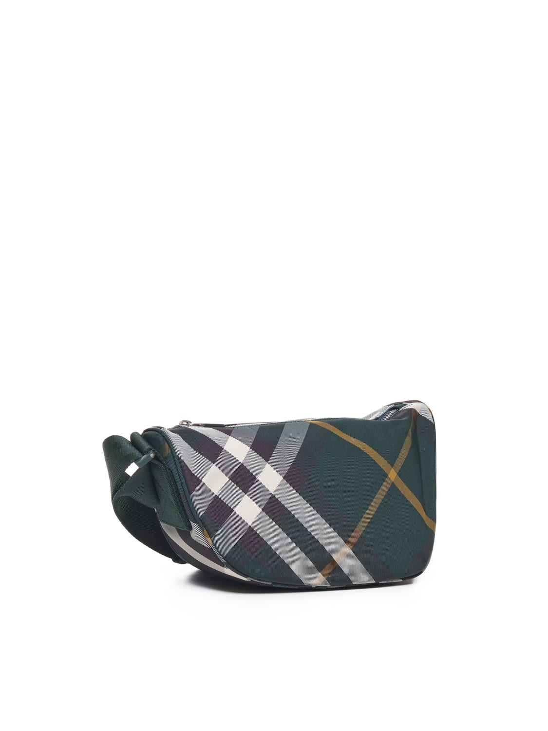 Shop Burberry Check Pouch Bag In Green