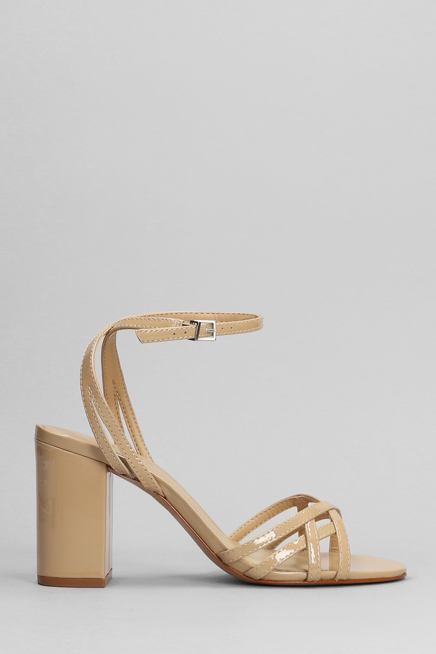 Sandals In Beige Patent Leather