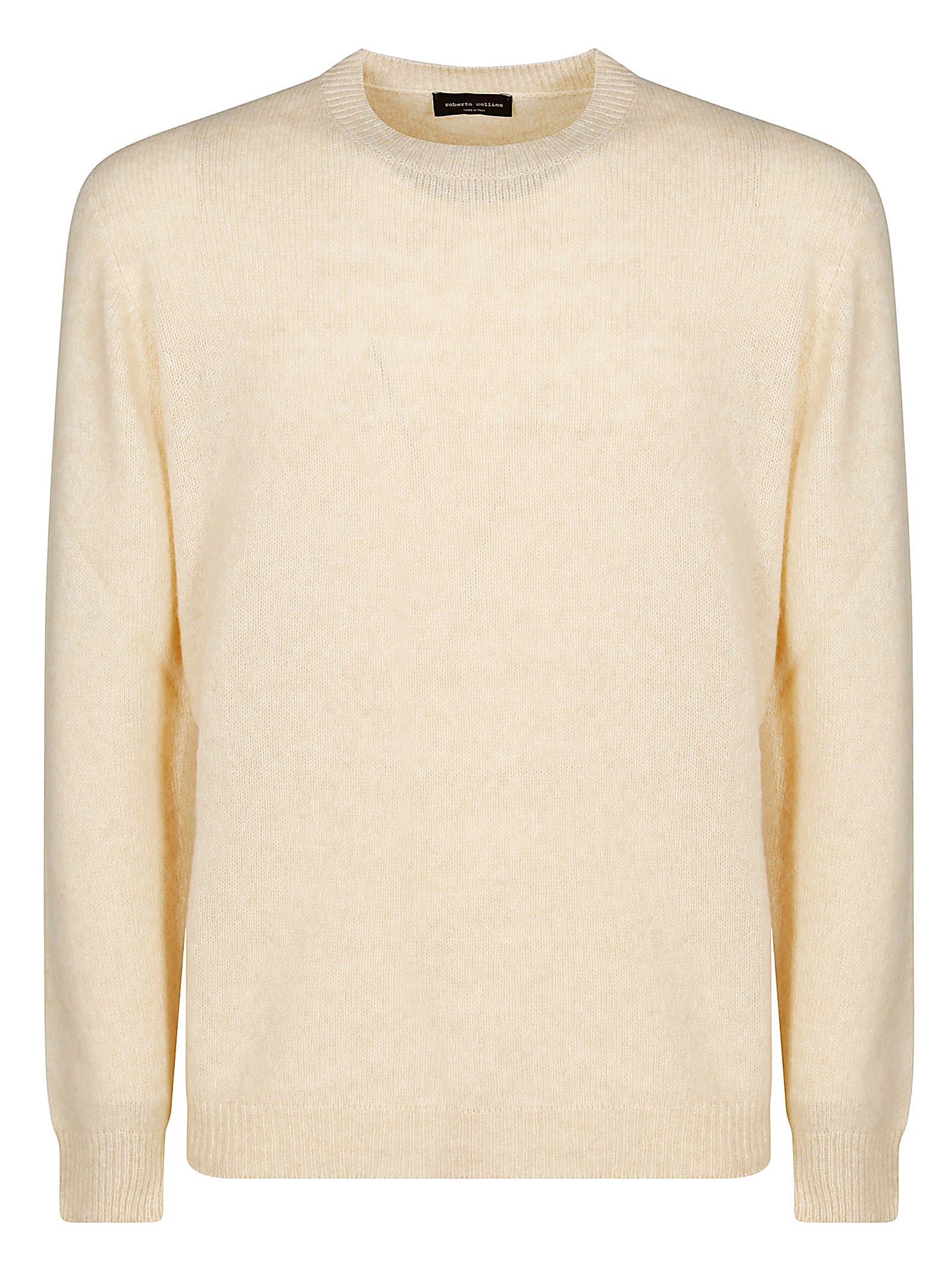 Shop Roberto Collina Knit Ls Roundneck In Ecru