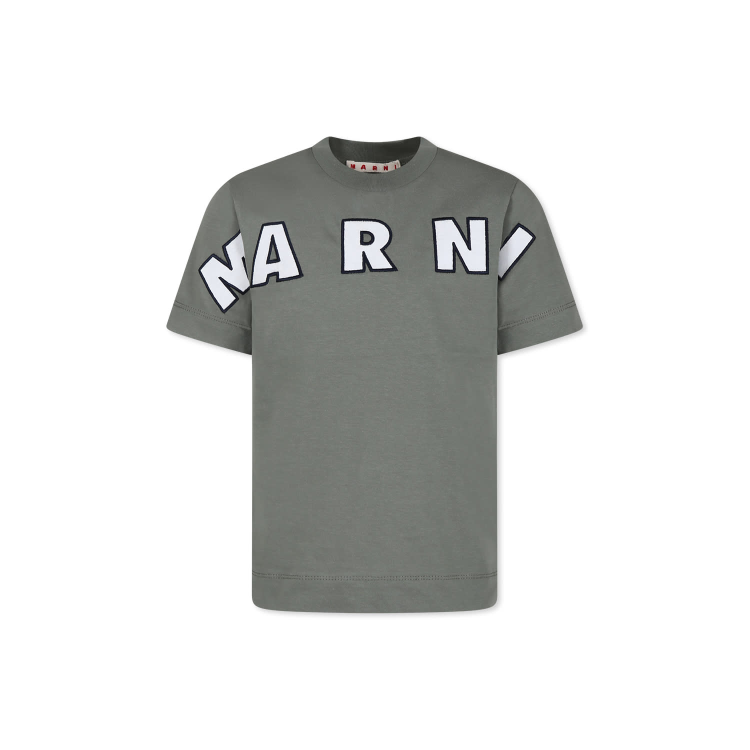 Marni Green T-shirt For Kids With Logo In Gray