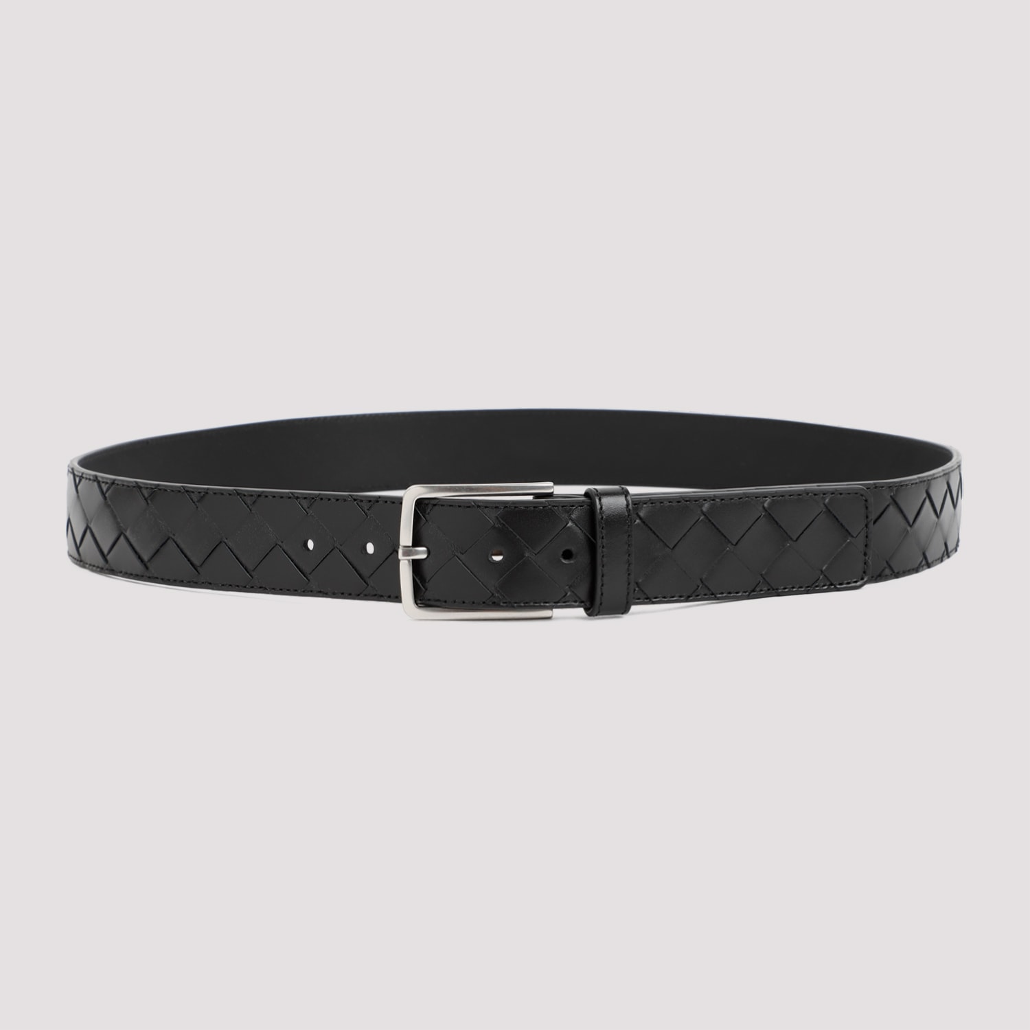 Shop Bottega Veneta Intrecciato Belt In Black Silver