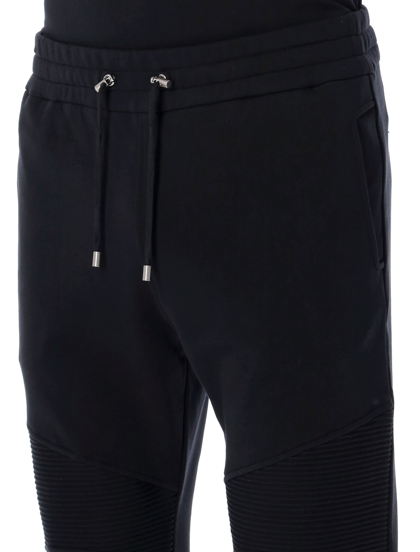 Shop Balmain Ribbed Jogging Pants In Black/white