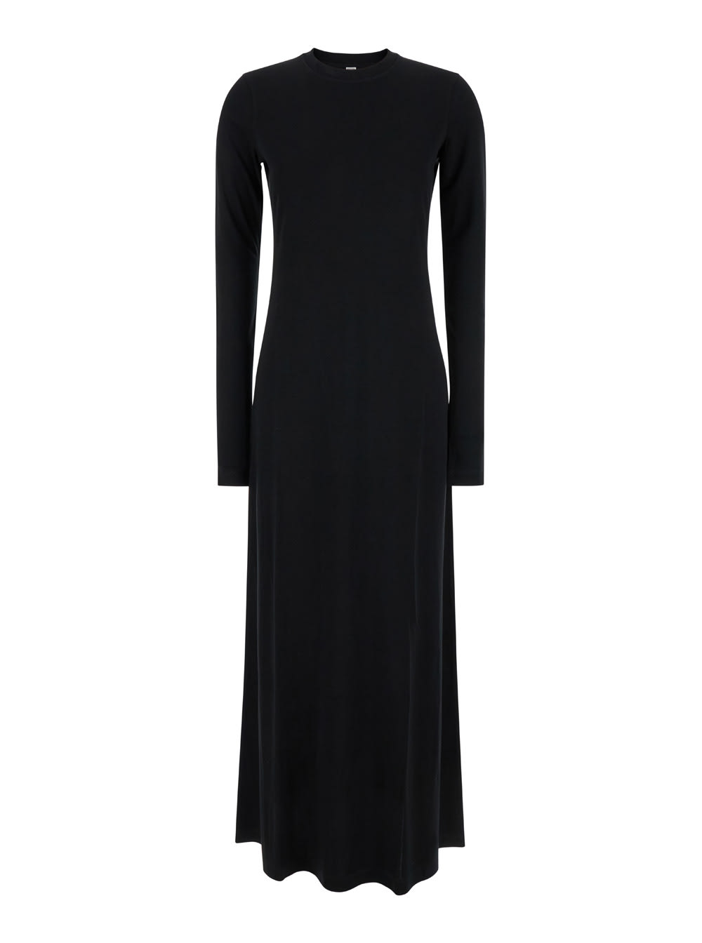 Shop Totême Long Black Relaxed Dress In Jersey Woman