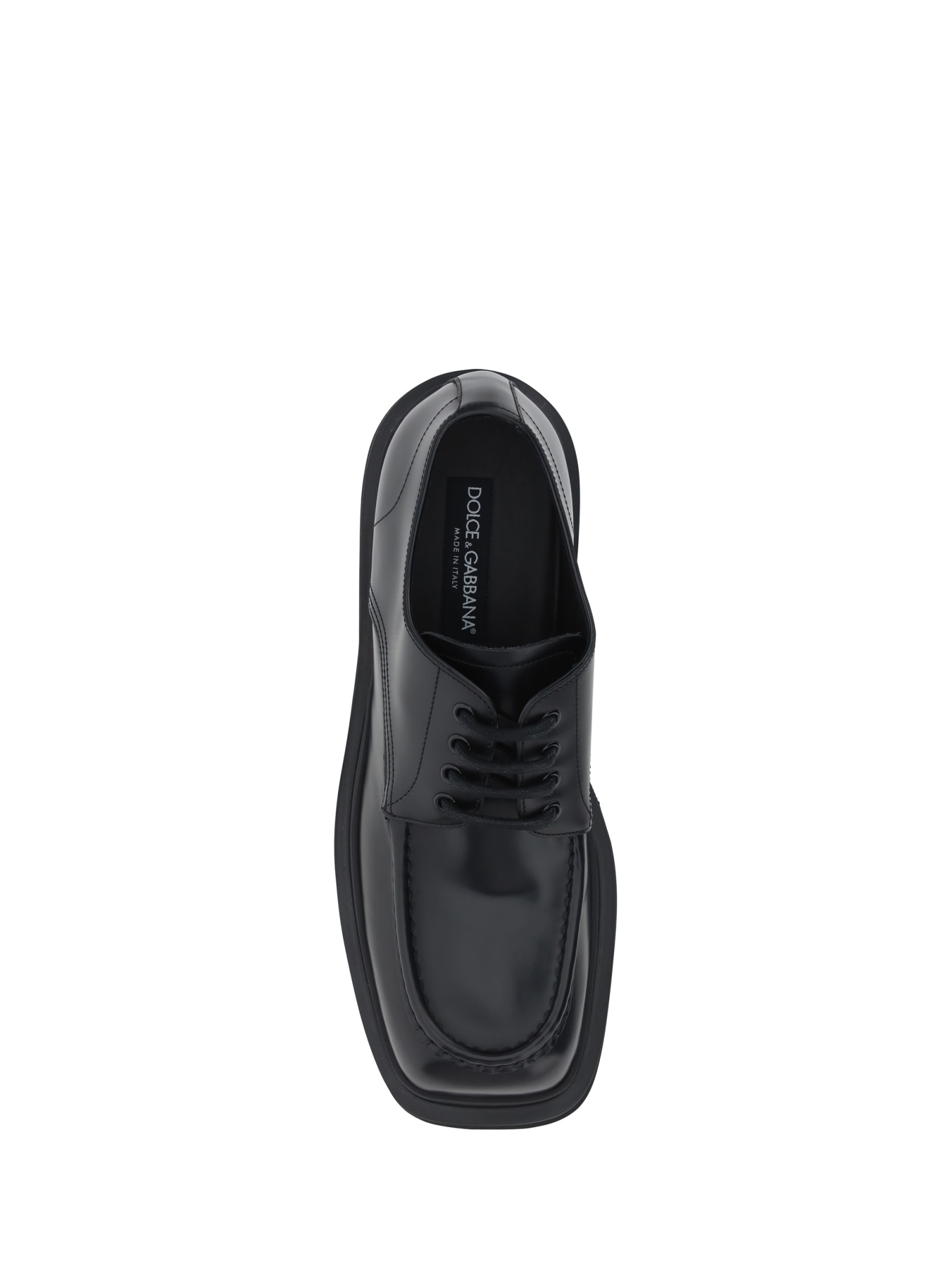 Dolce & Gabbana Square-toe Leather Derby Shoes In Nero