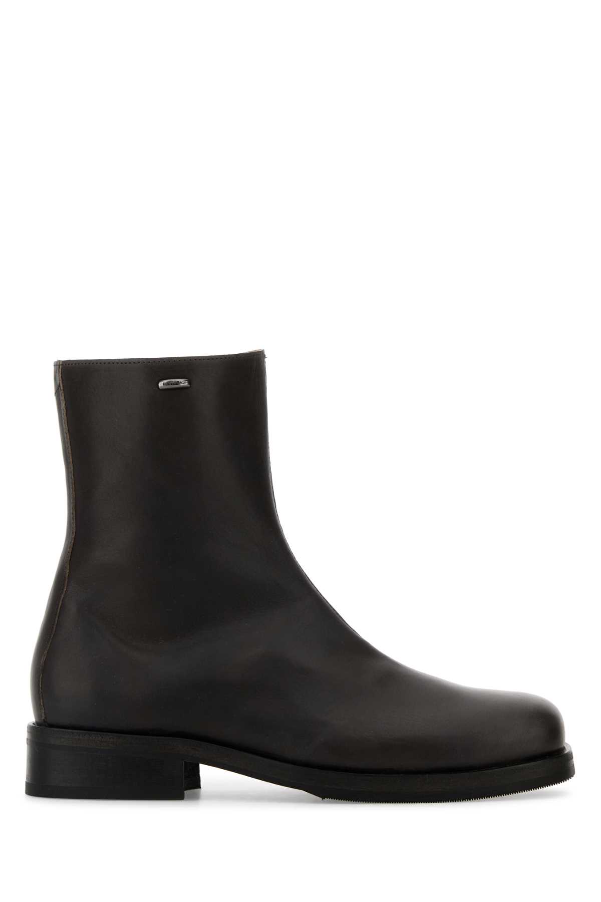 Our Legacy Chocolate Leather Camion Ankle Boots In Black