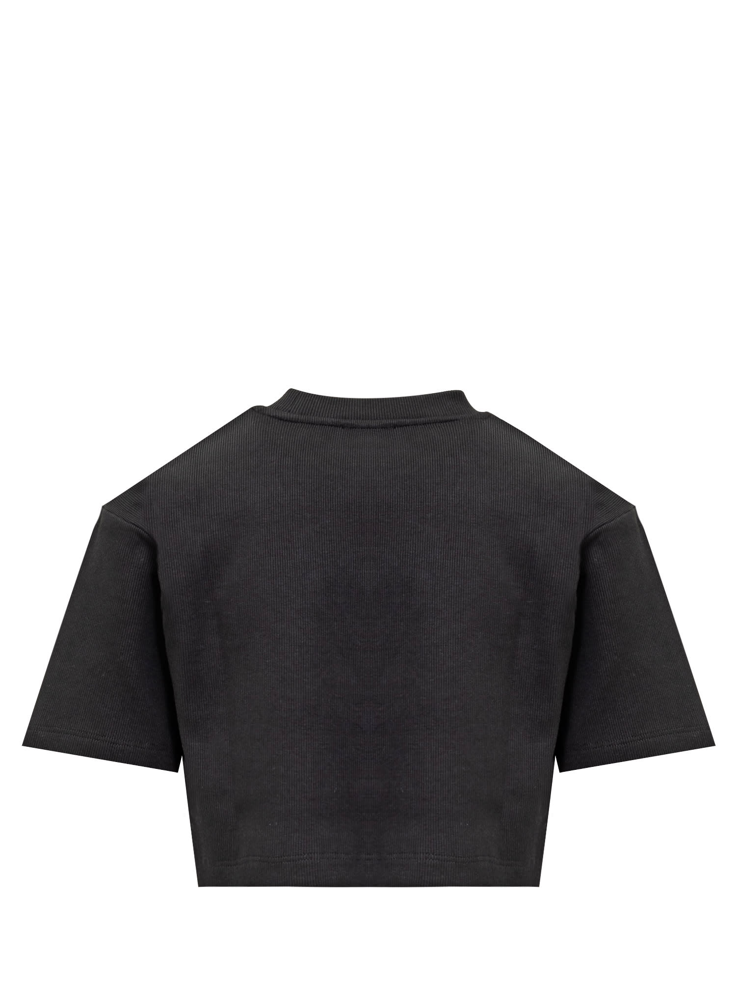 Shop Off-white Off Cropped T-shirt In Black White