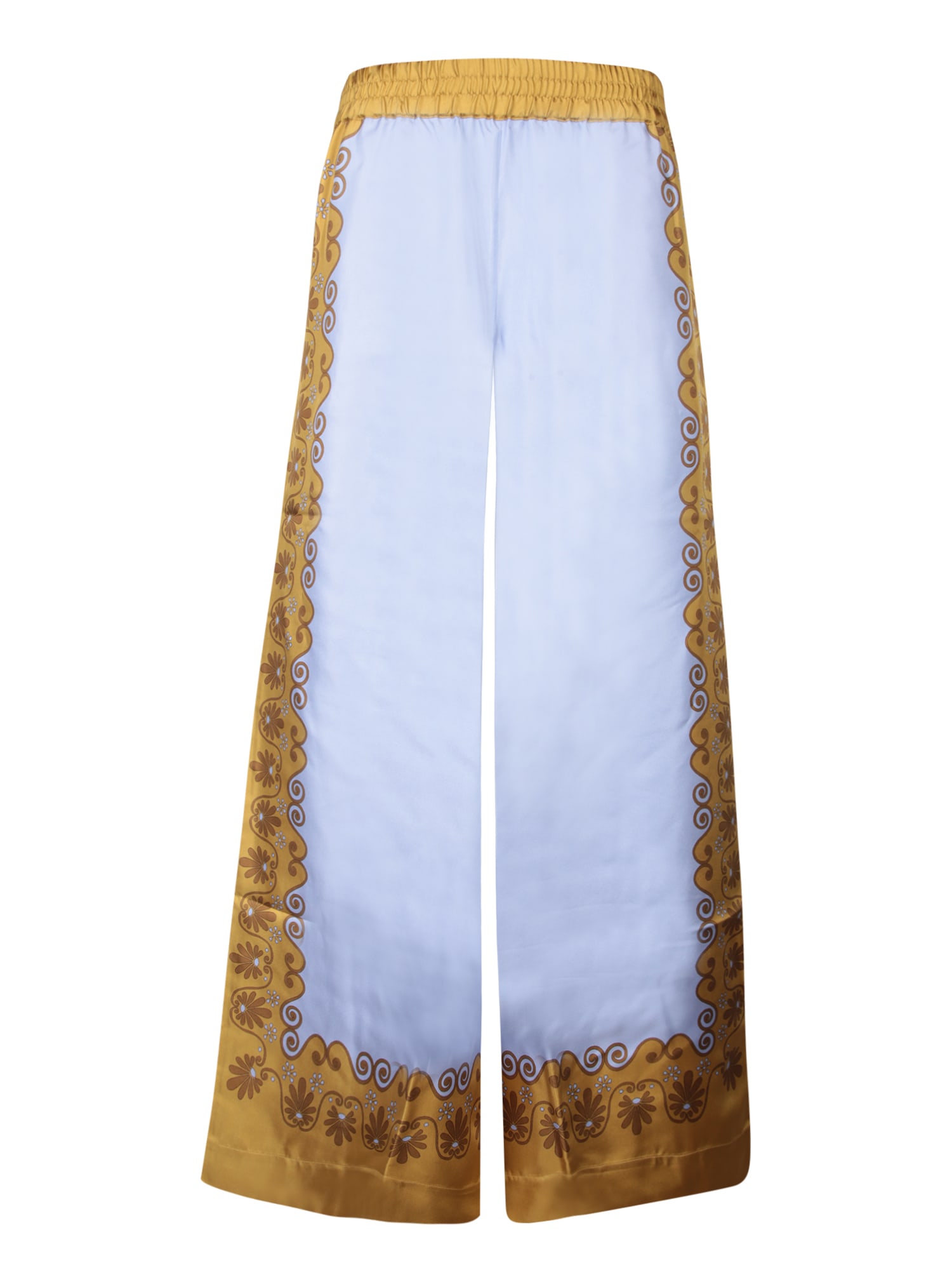 Shop La Doublej Olympus Light Blue And Gold Palazzo Pants