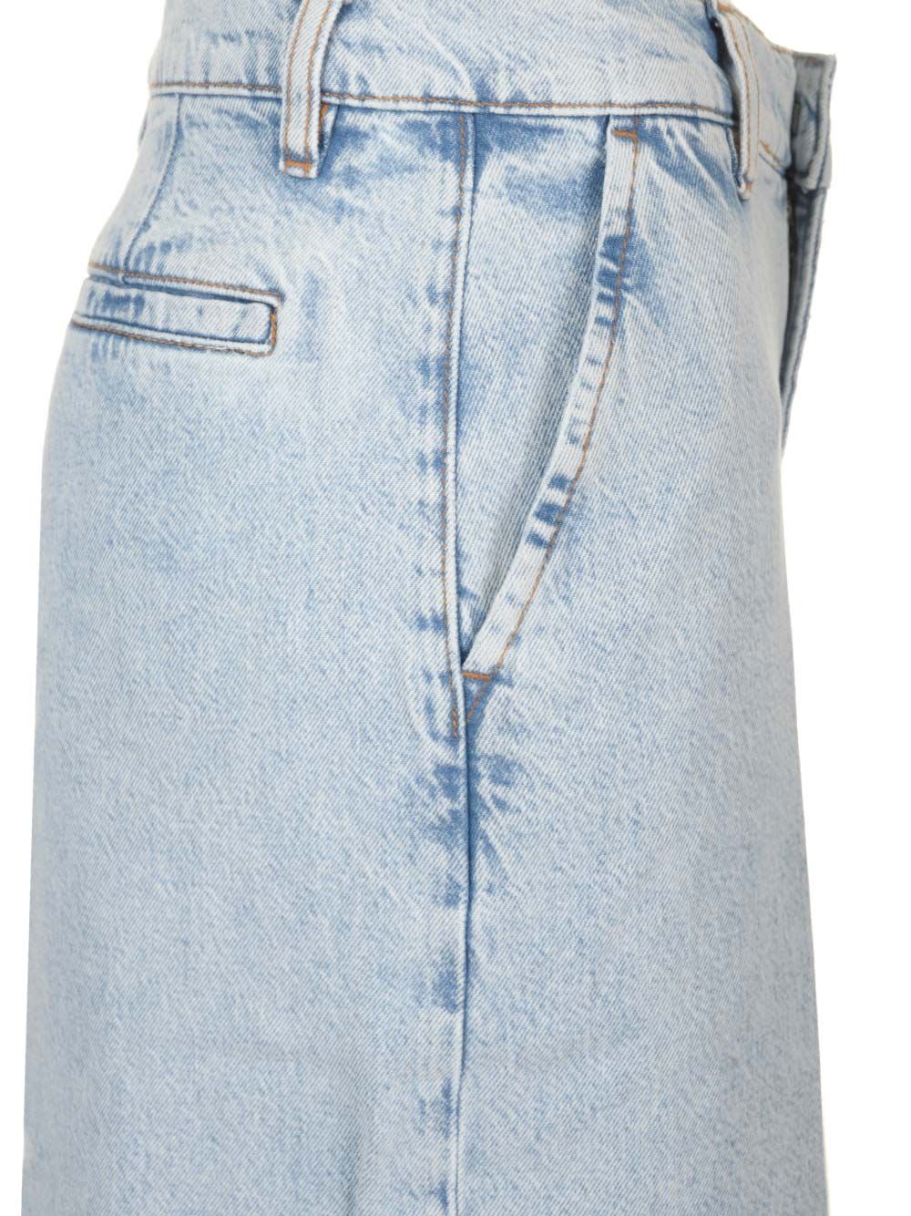 Shop Frame Wide Leg Jeans In Light Blue