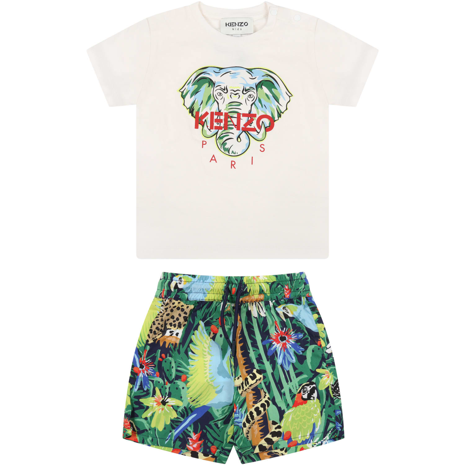 Kenzo Kids Multicolor Set For Baby Boy With Elephant