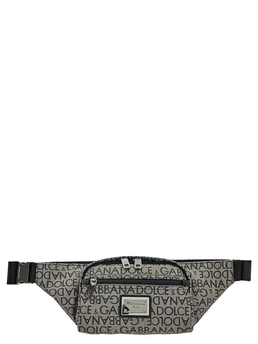 Dolce & Gabbana Logo Motif Belt Bag In Black Grey