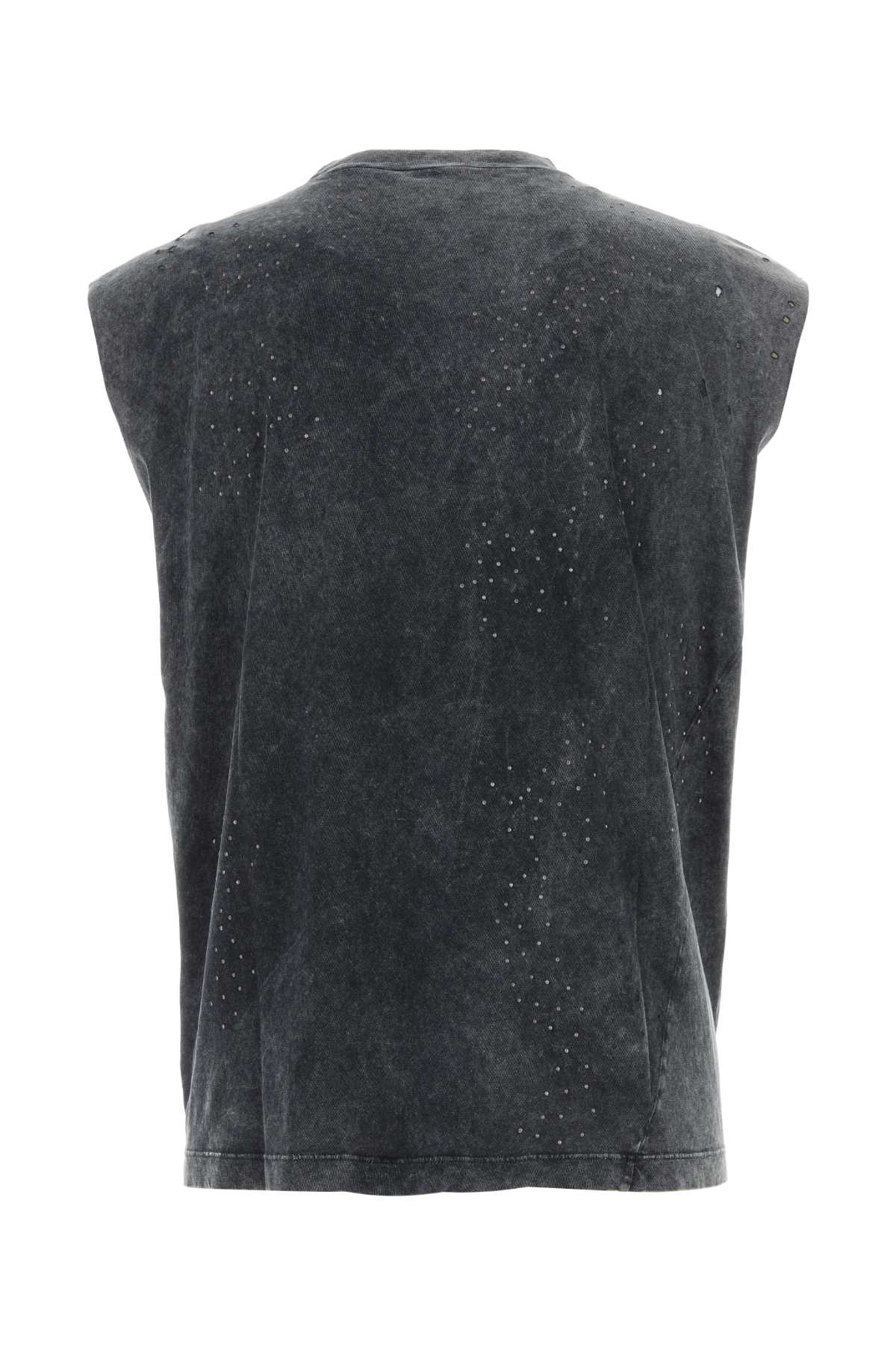 Shop Dsquared2 Dark Grey Cotton Tank Top In Charcoal