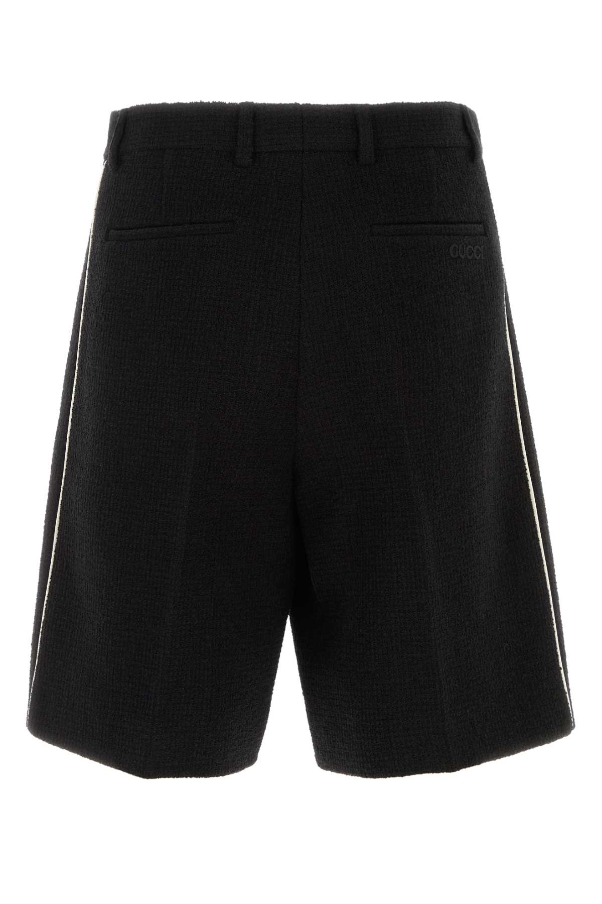 Gucci Boucle Bermuda Shorts Back Pockets In Black