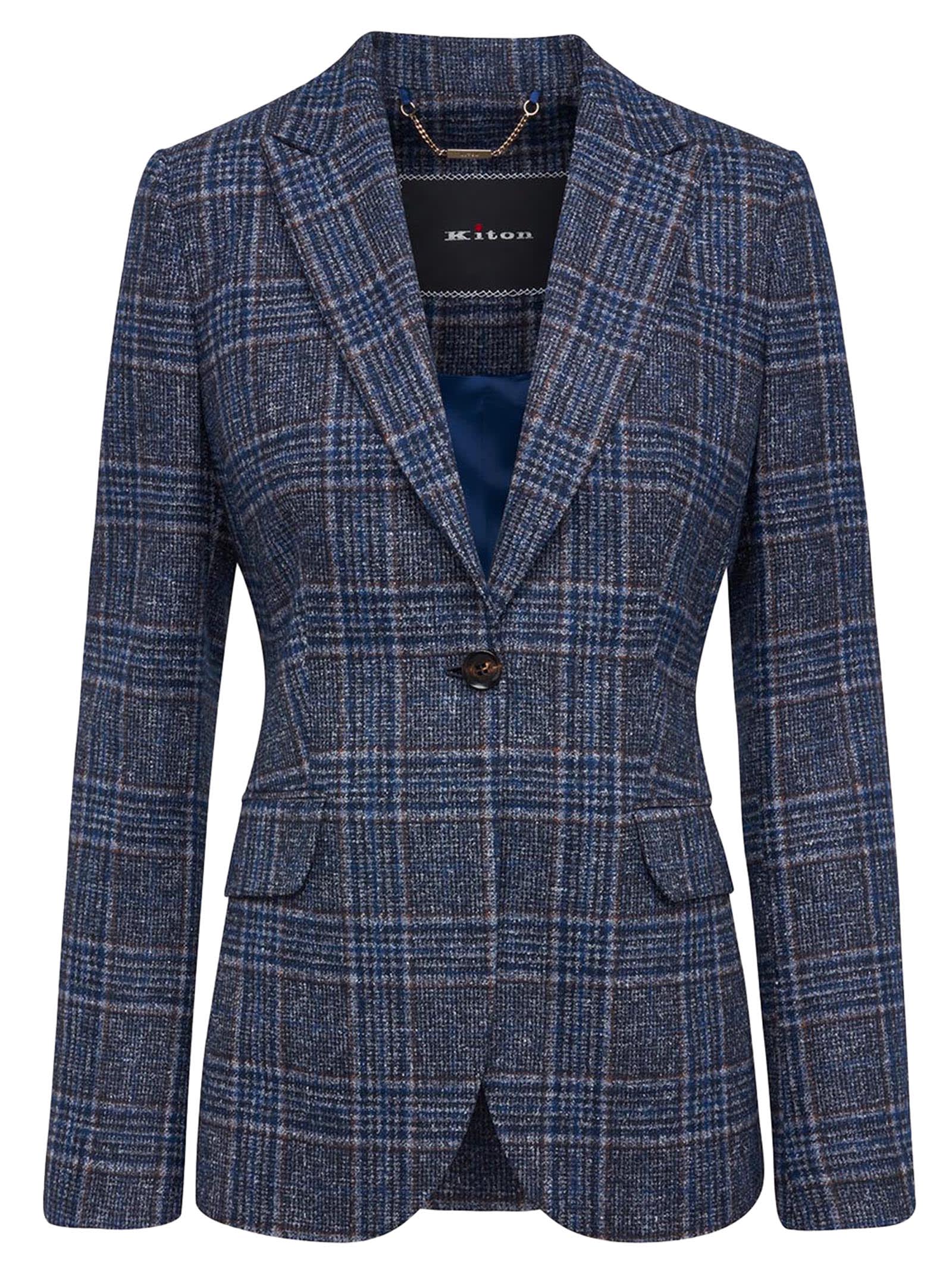 Kiton Jacket Alpaca In Navy Blue