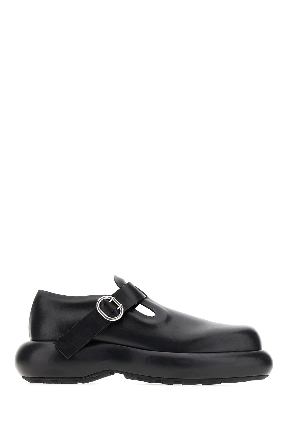 Black Leather Buckle Shoes