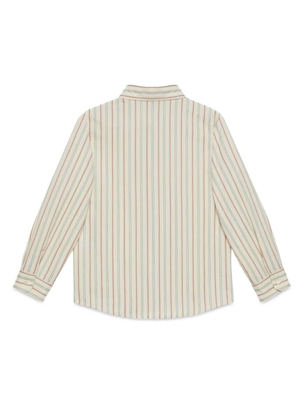 Shop Gucci Washed Cotton Stripe Shirt In Beige Azure