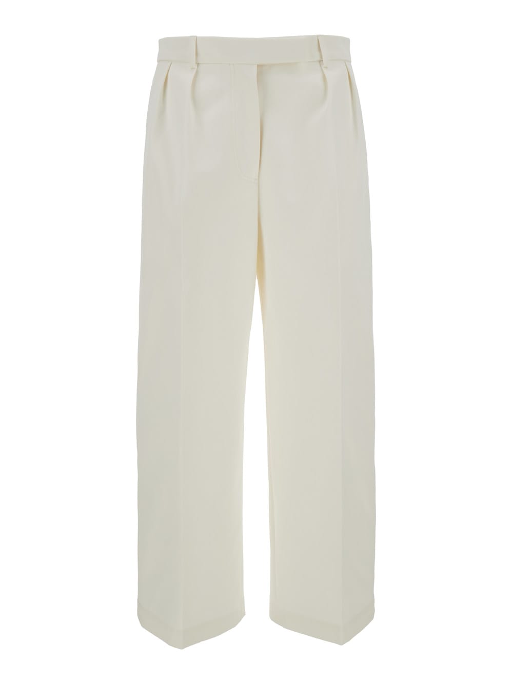 Shop Thom Browne White Relaxed Pants With 4bar Rwb Detail In Cotton Woman