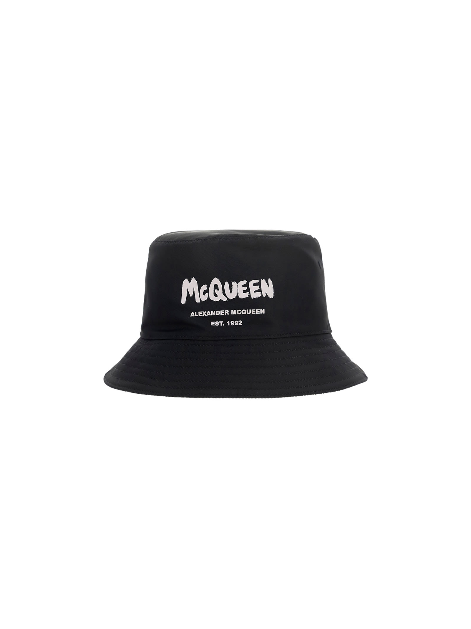 Shop Alexander Mcqueen Tonal Graffiti Hat In Black