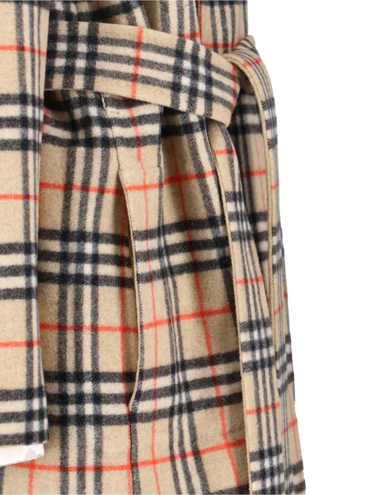Burberry Women Reversible Wool Robe Coat In Brown