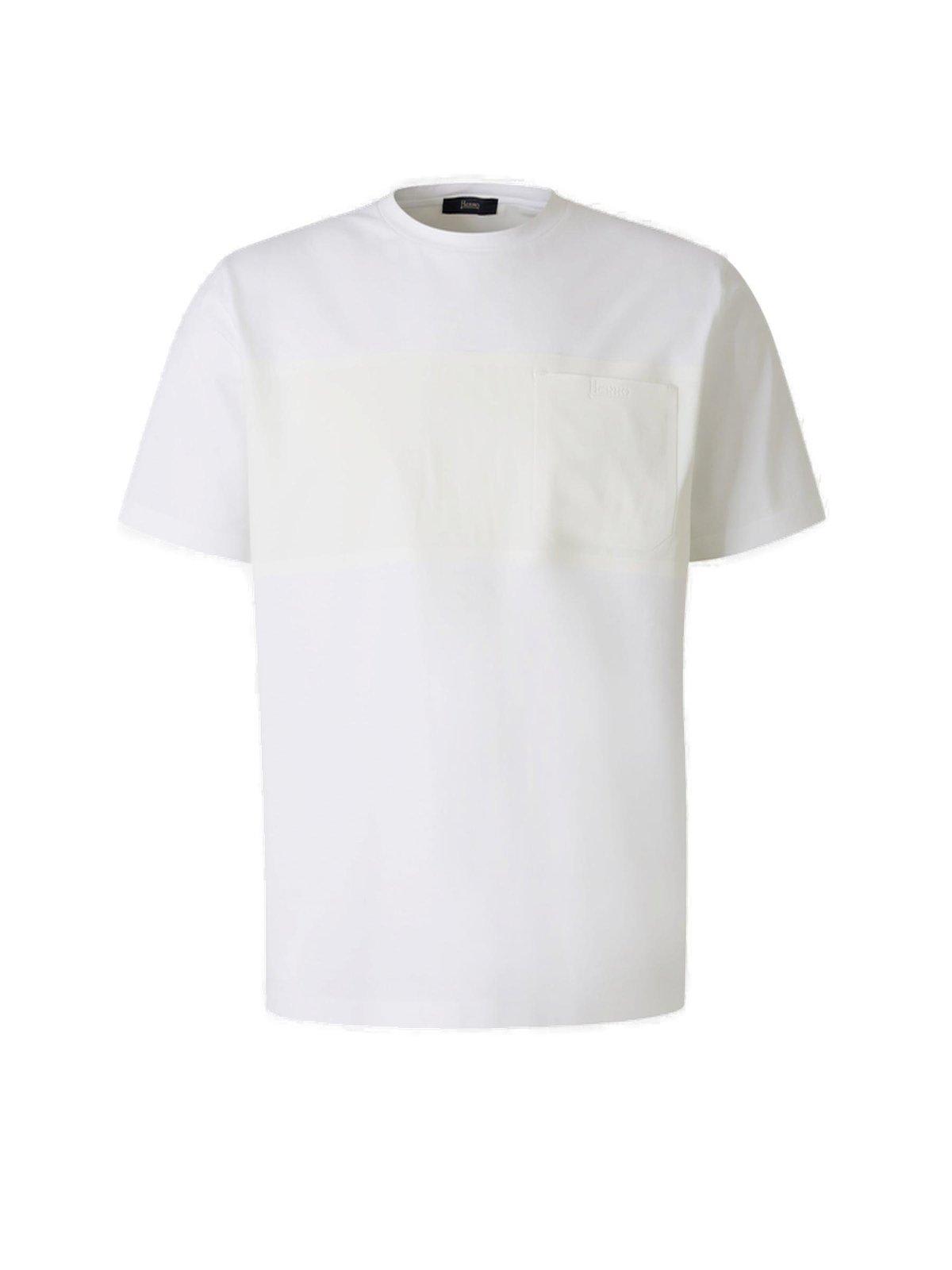 Shop Herno Short Sleeved Crewneck T-shirt In Bianco