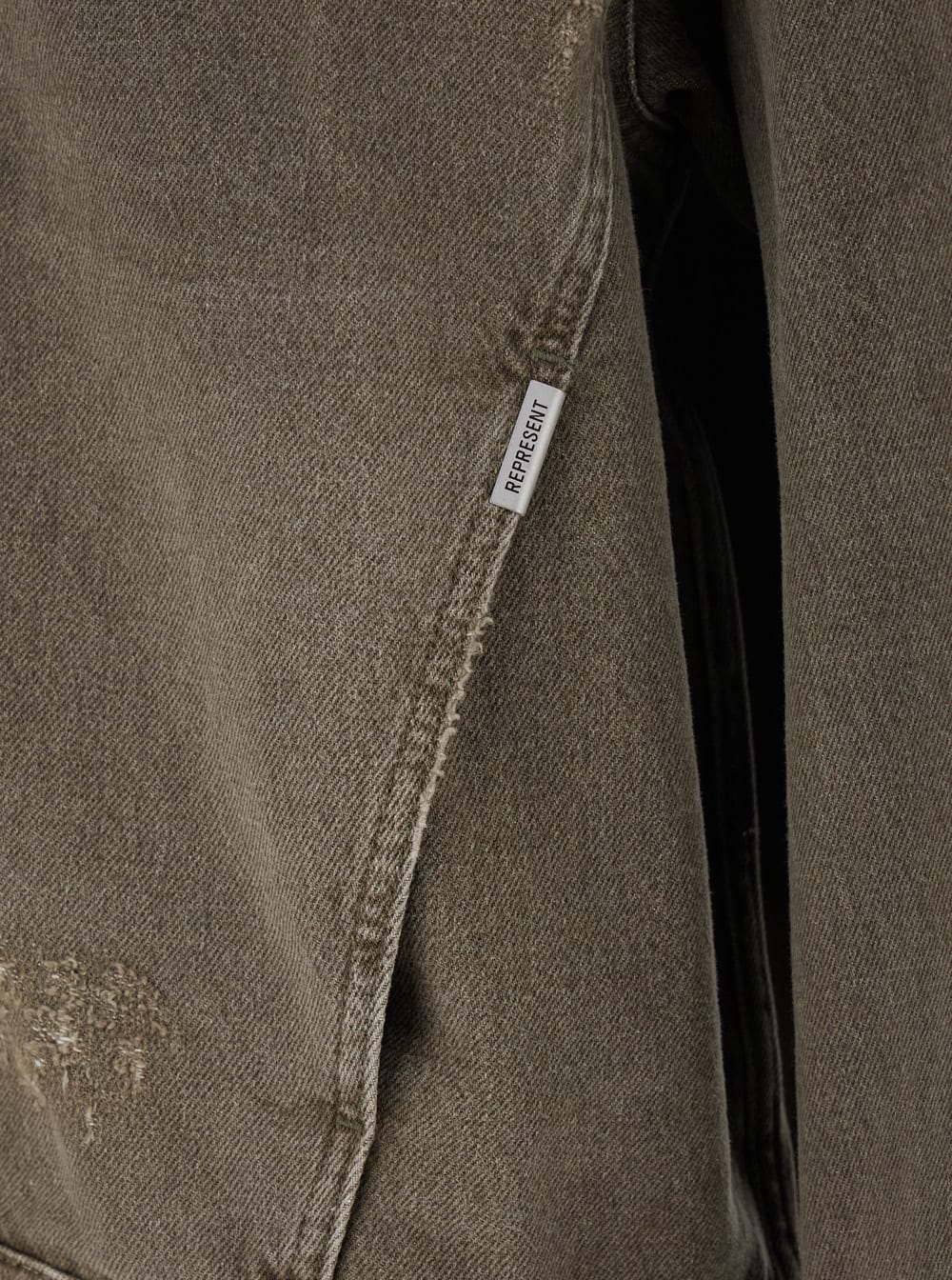 Represent Green Jacket With Classic Collar And Logo Plaque On The Front In Denim Man In Brown