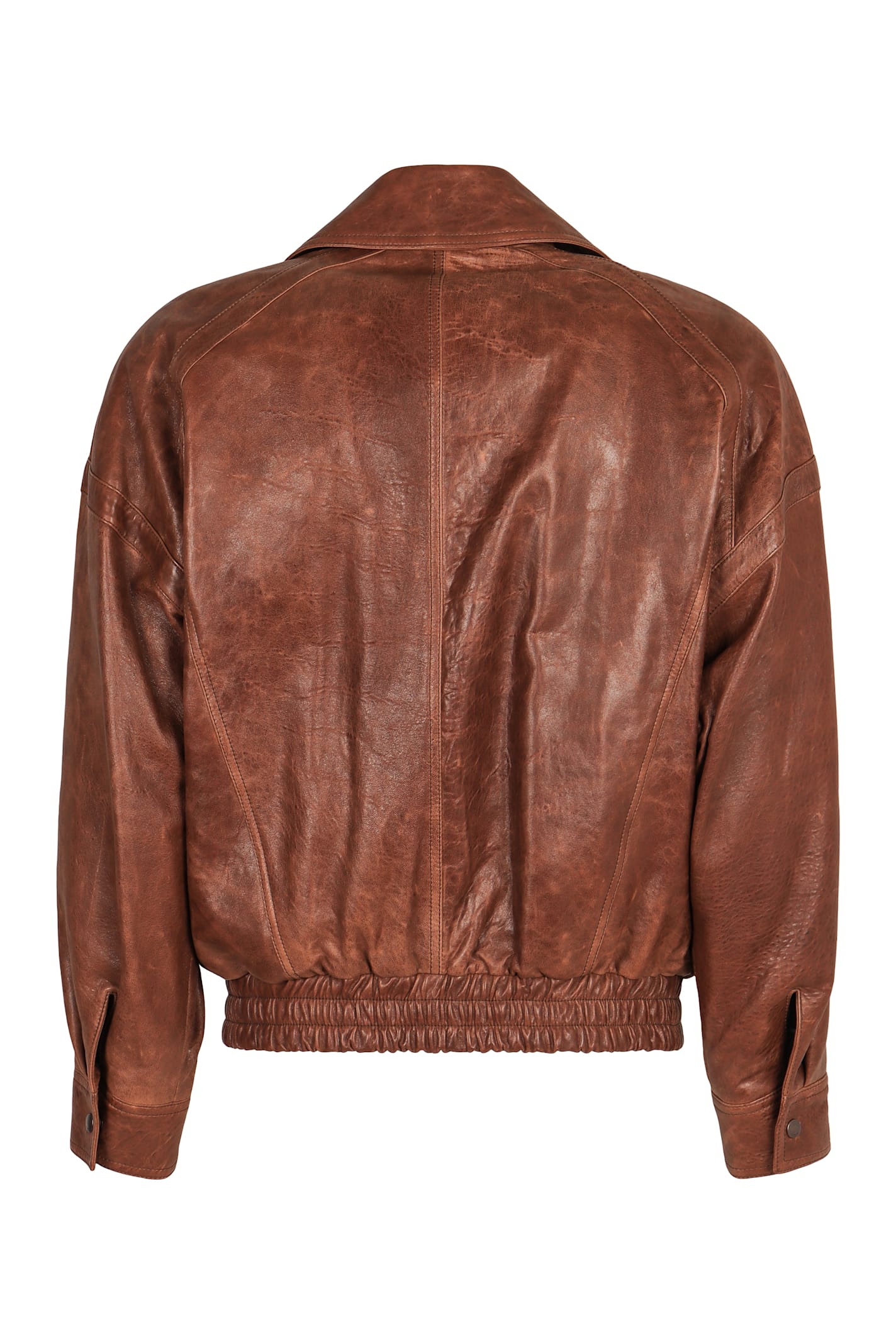 Saint Laurent Lambskin Bomber Jacket In Brown