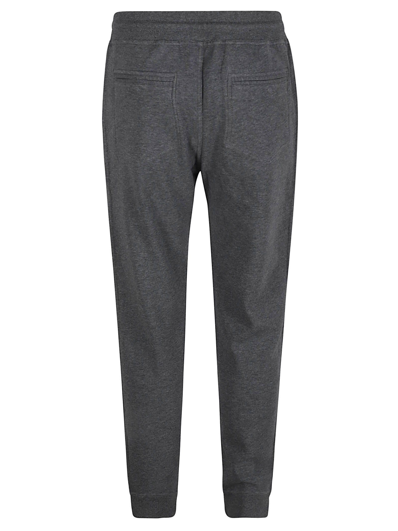 Shop Brunello Cucinelli Drawstring Waist Plain Rib Track Pants In Dark Grey