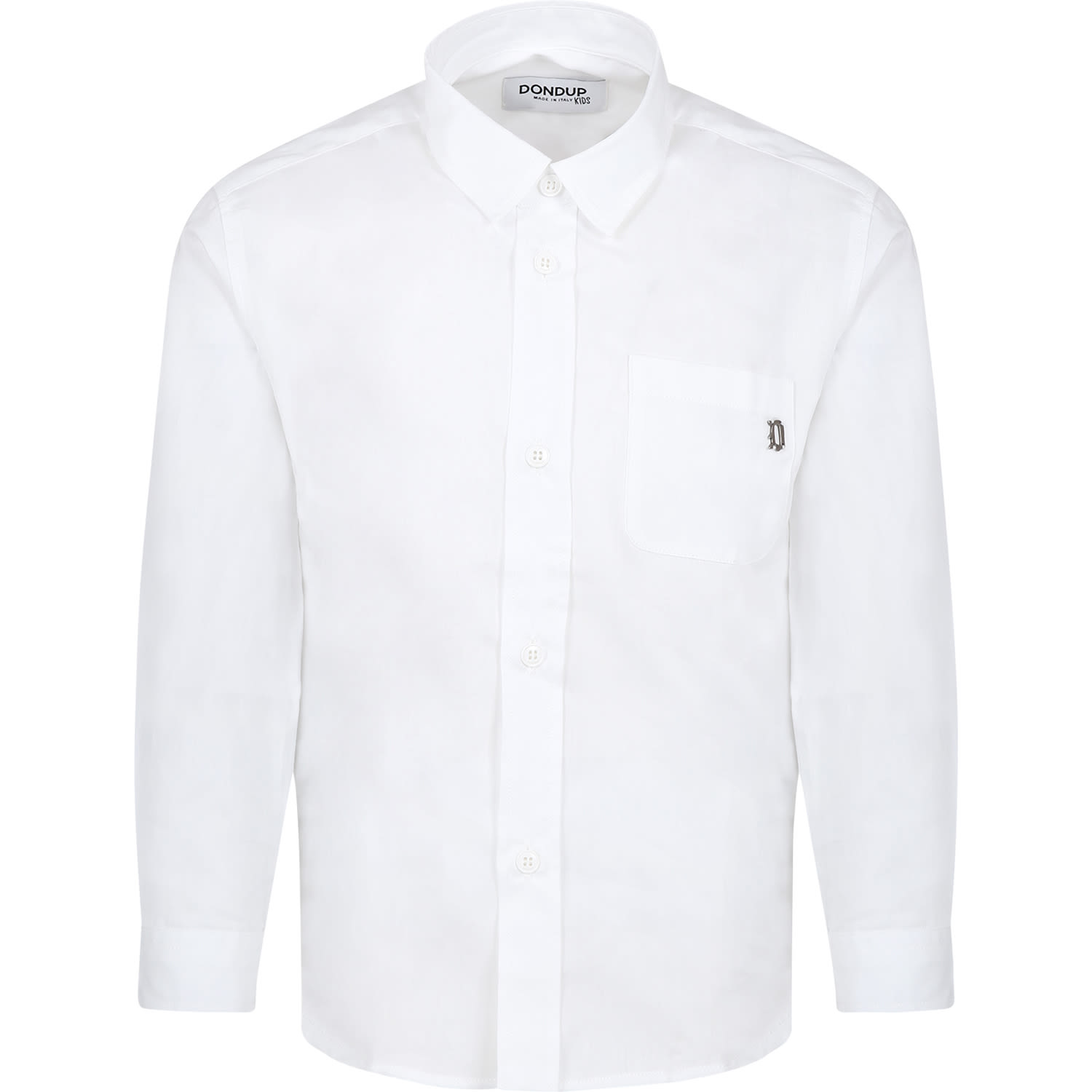 Dondup Kids' White Shirt For Boy With Logo
