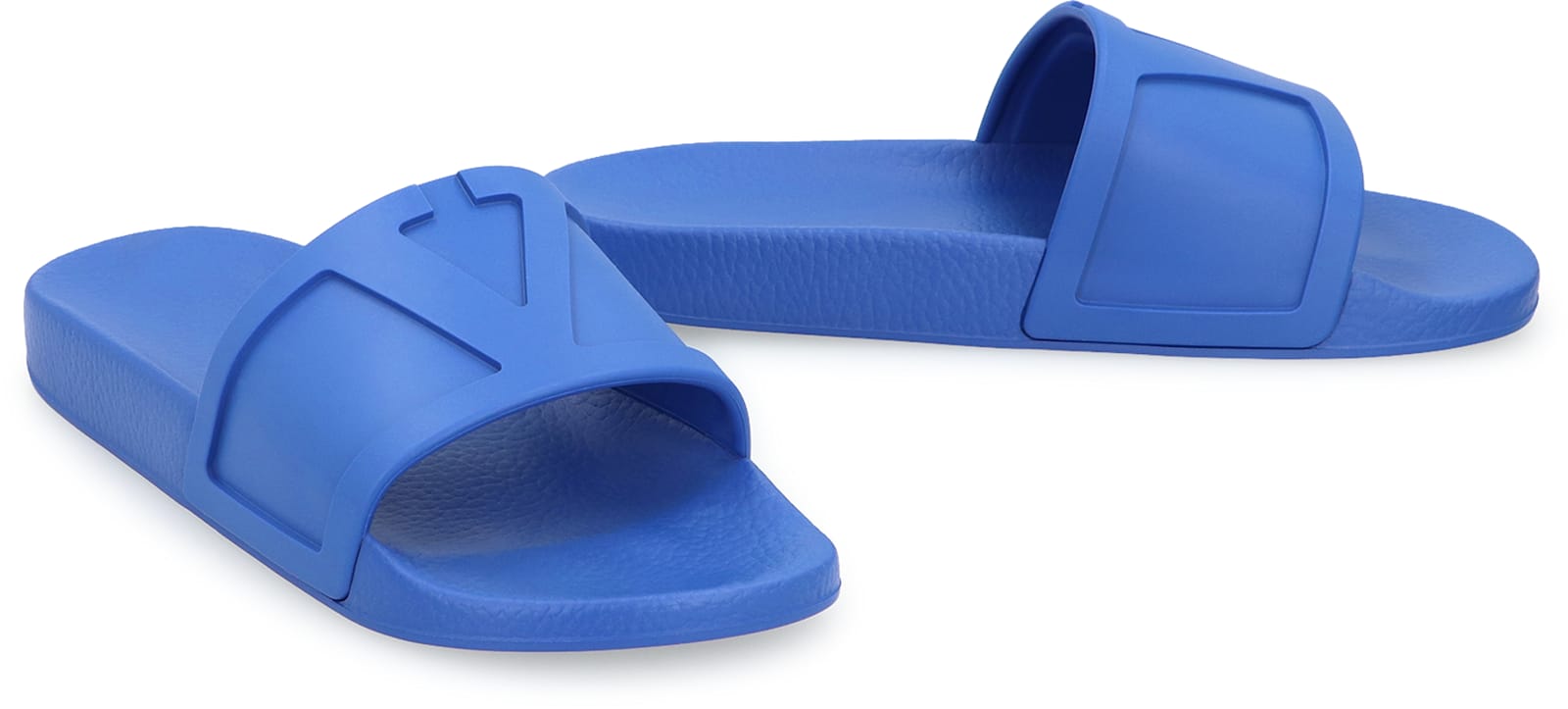 Valentino Coolside Rubber Slides In Blue