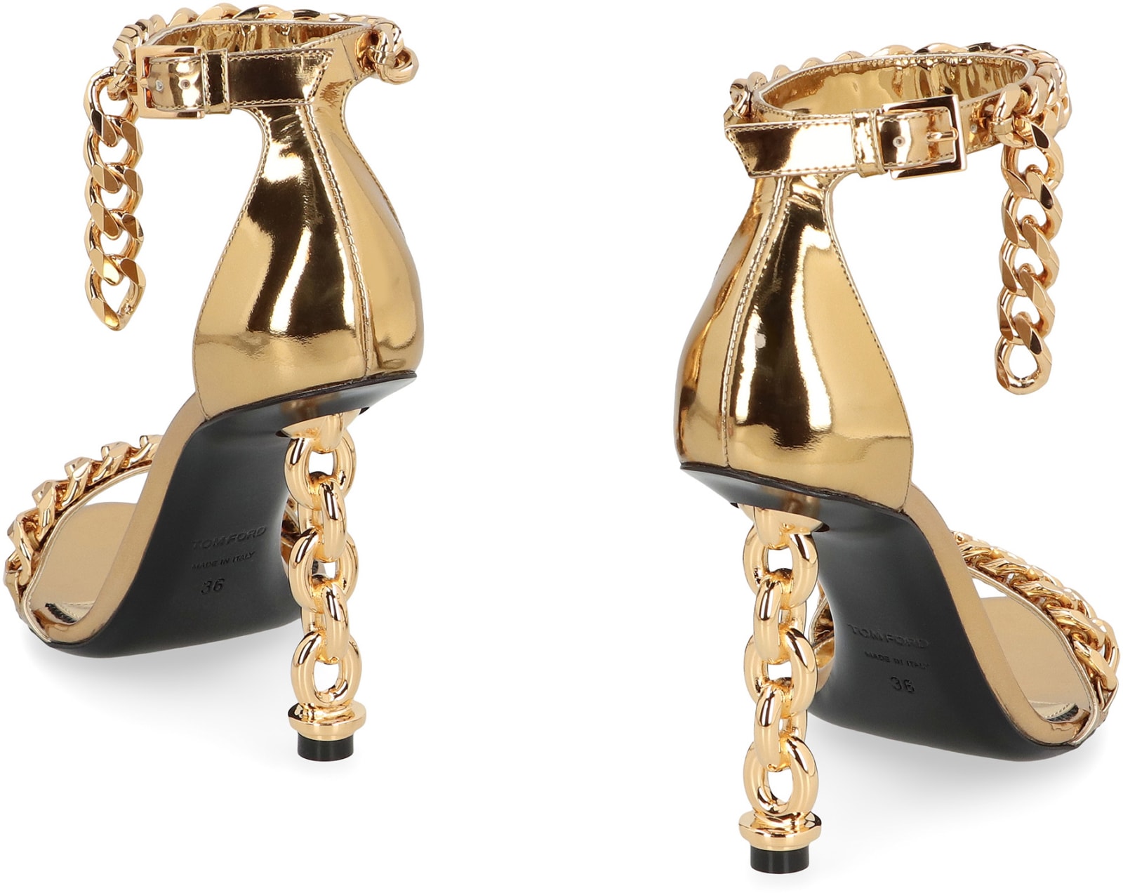 Shop Tom Ford Metallic Leather Sandals In Gold