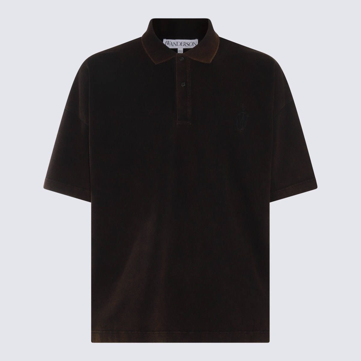 Shop Jw Anderson Dark Brown Cotton Polo Shirt
