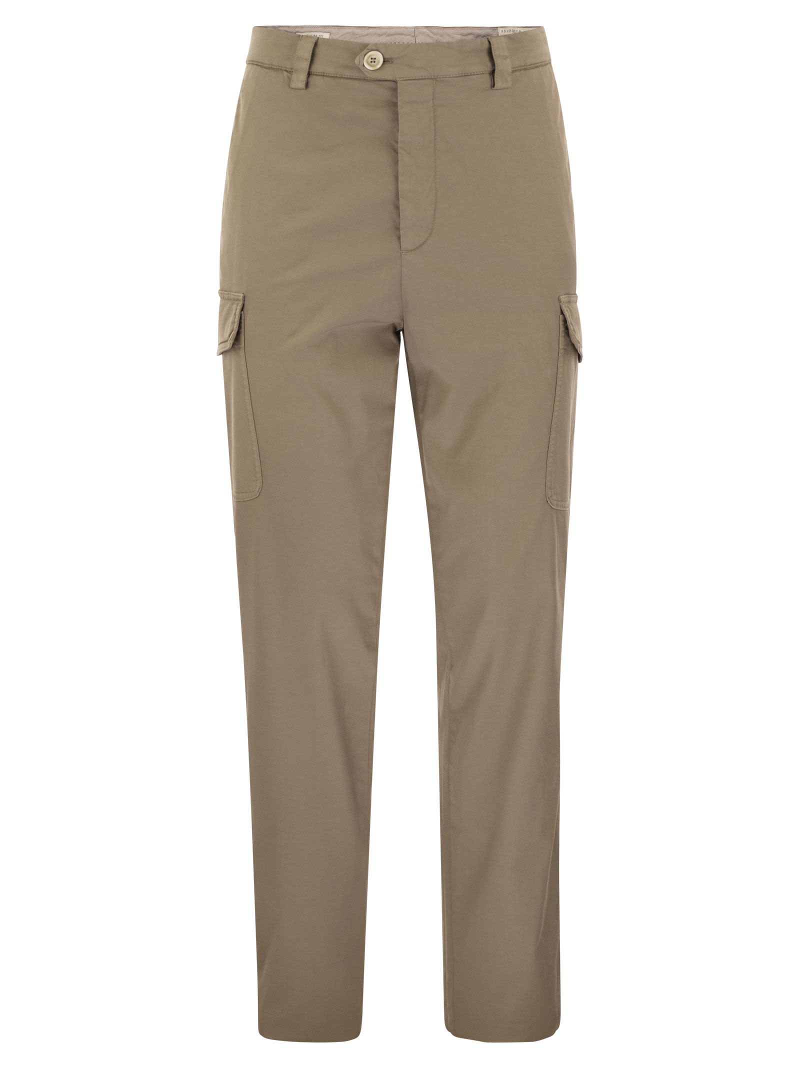 Shop Brunello Cucinelli Garment-dyed Leisure Fit Trousers In Hazelnut