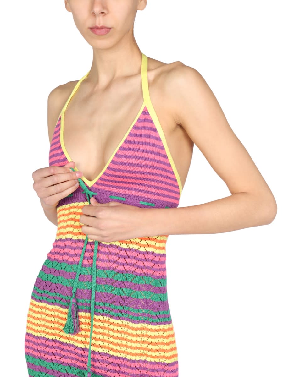 Shop Gallo Mini Striped Dress In Multicolour