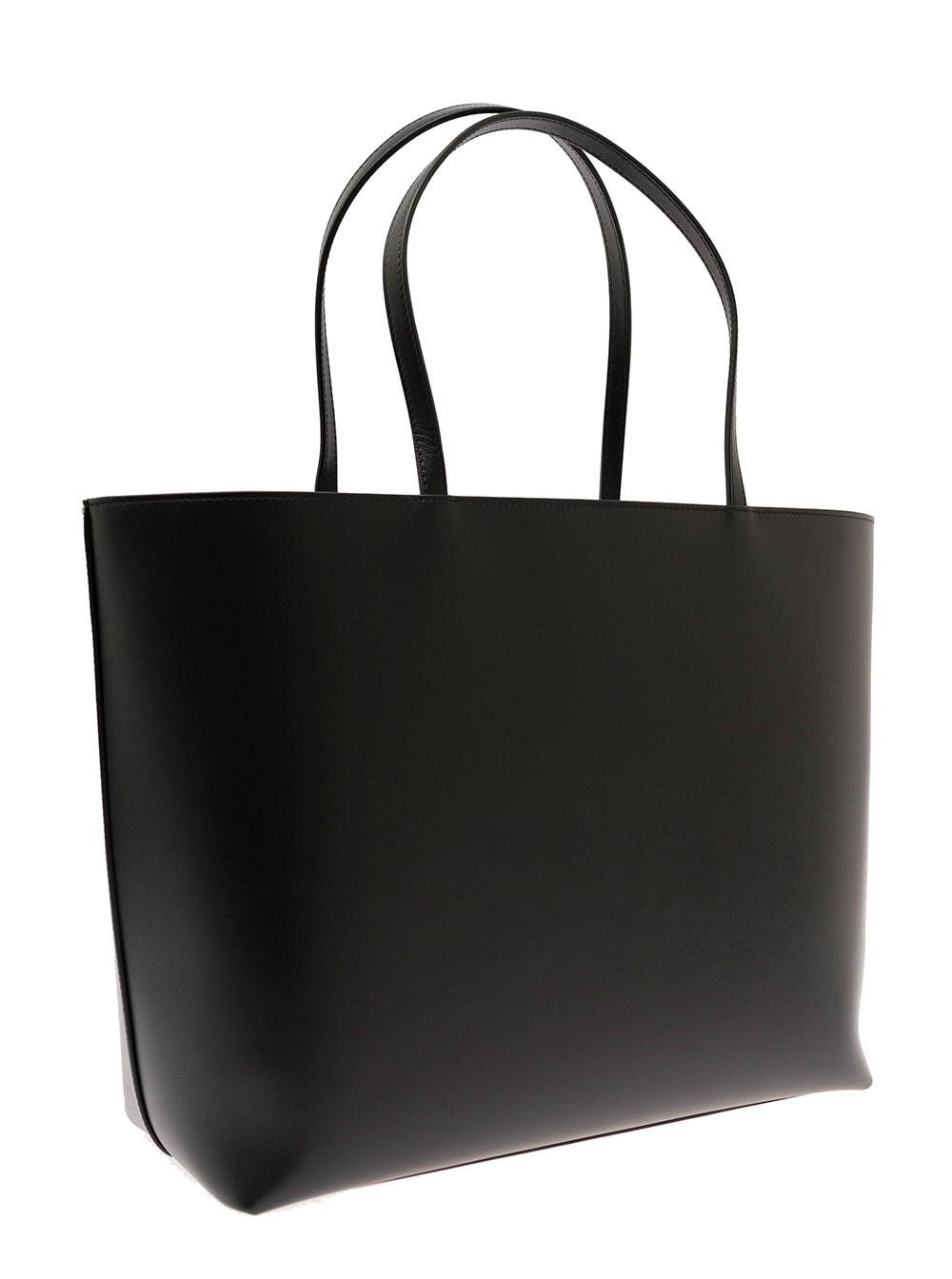 Shop Dolce & Gabbana Dg Logo Black Medium Shopper In Leather Woman