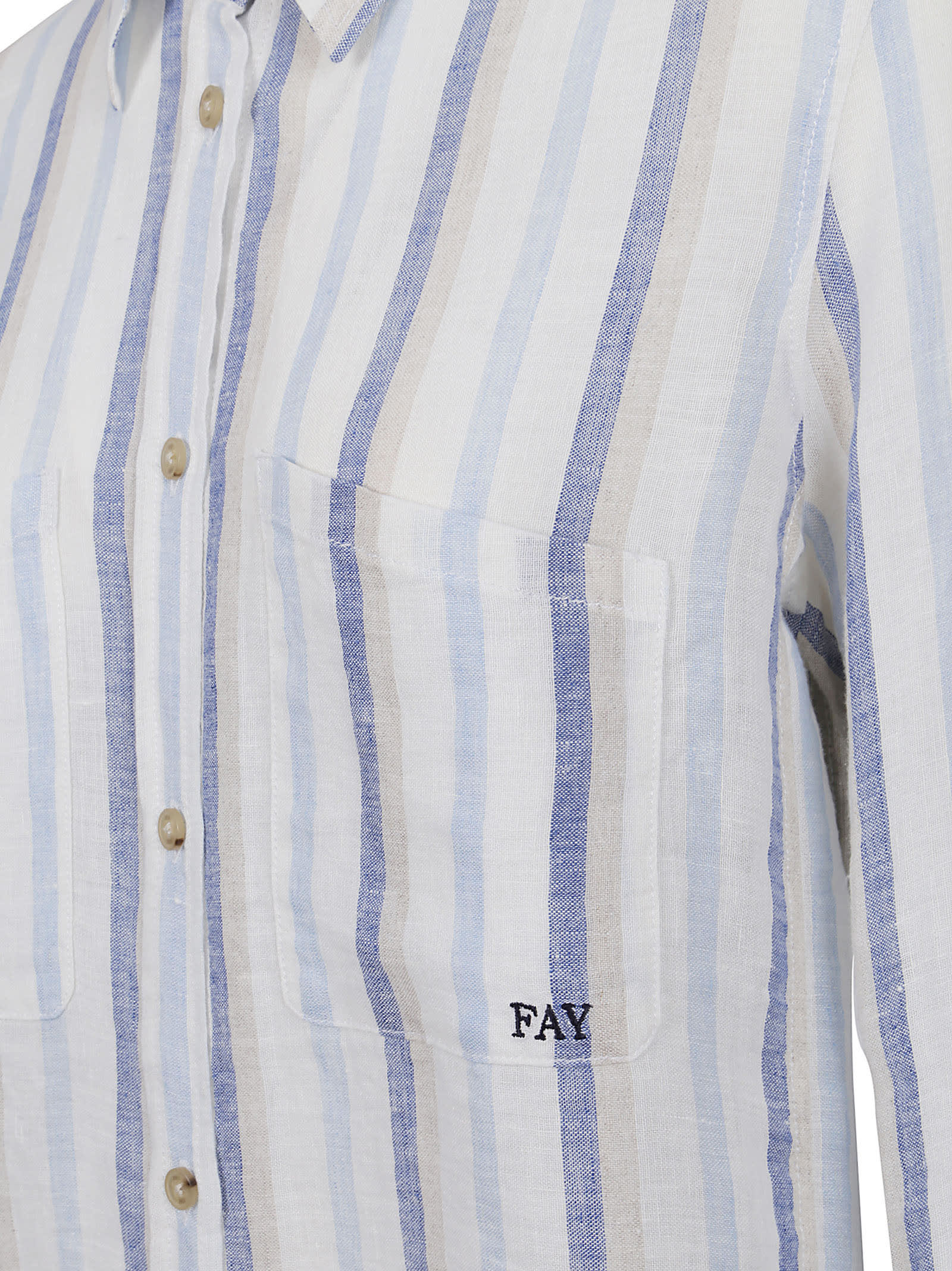 Shop Fay Shirts In Rigato Azzurro