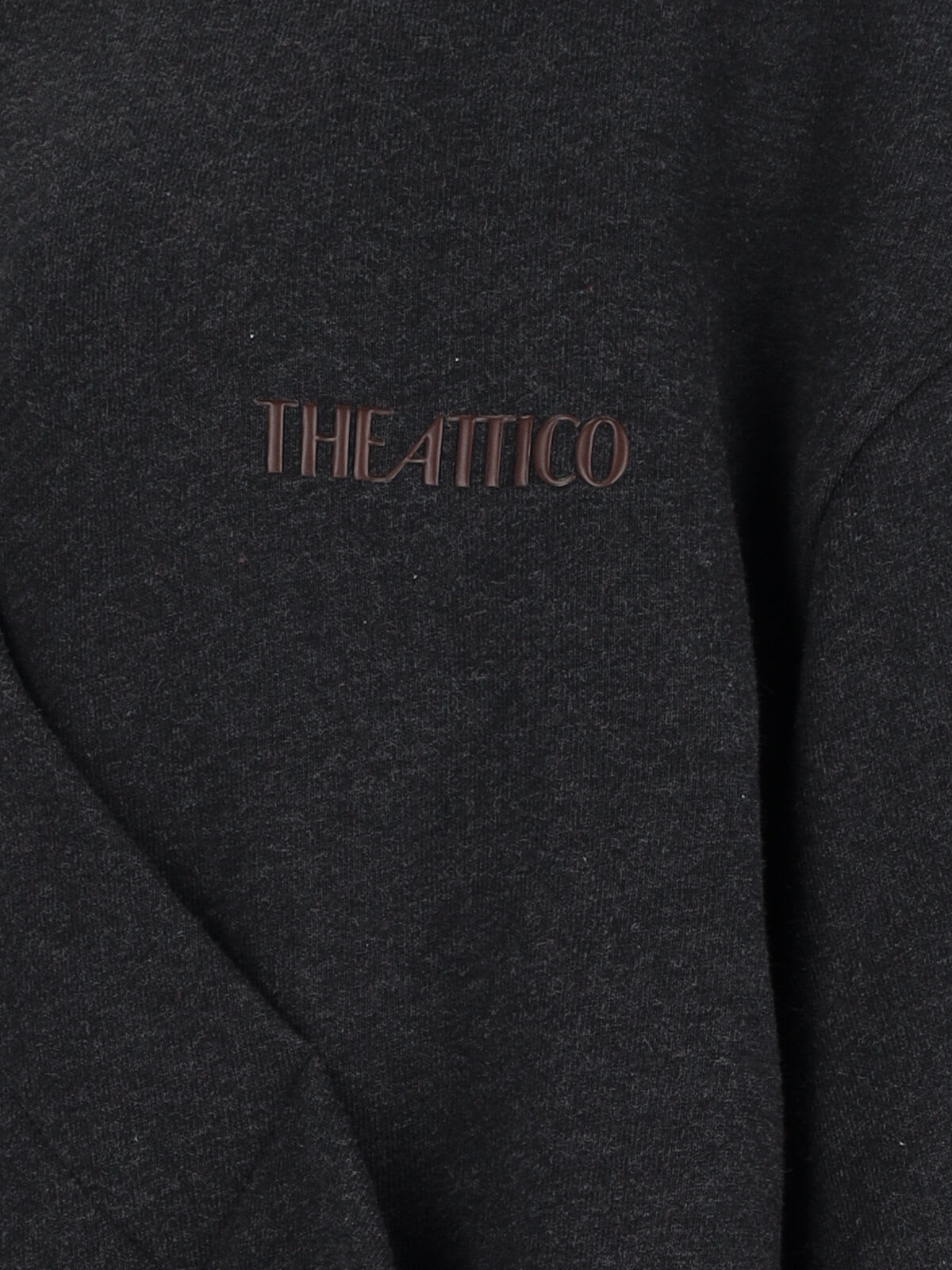 Attico Grey Sweatshirt With Hood And Logo Lettering On The Front In Black