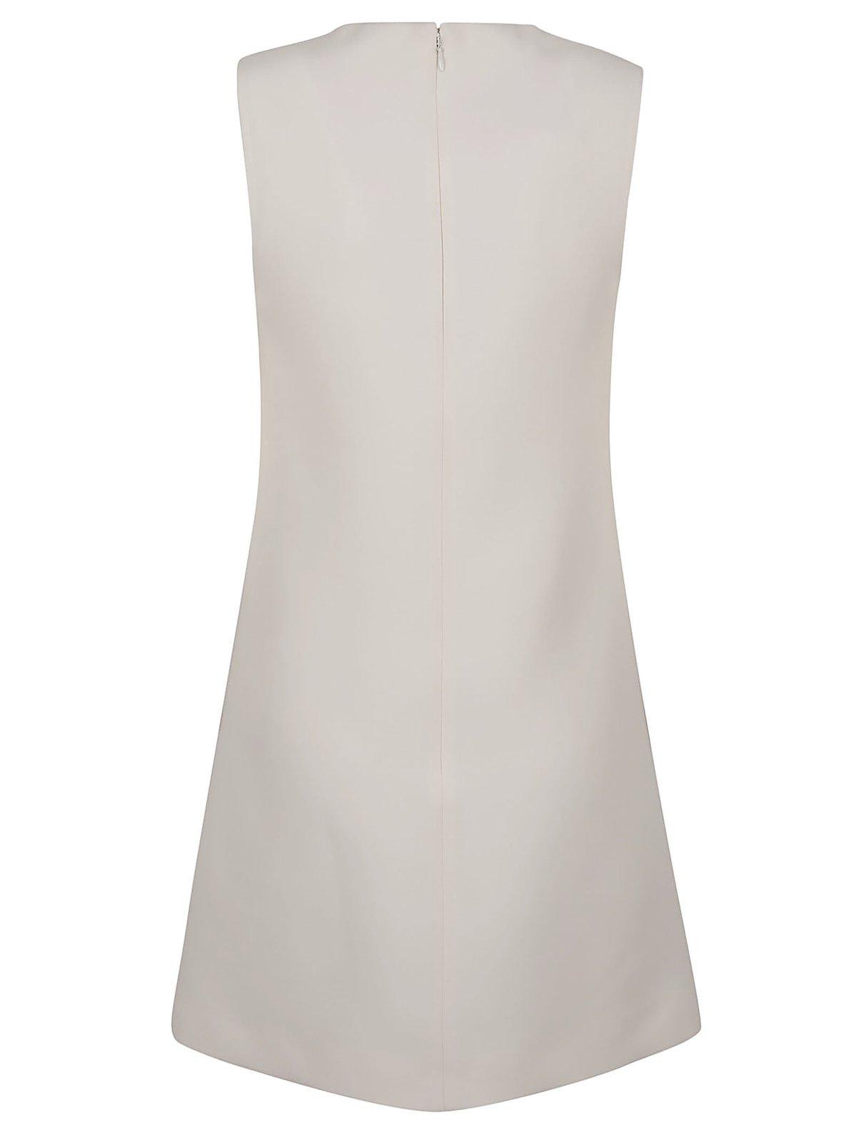 Shop Valentino Logo Plaque Sleeveless Dress In White