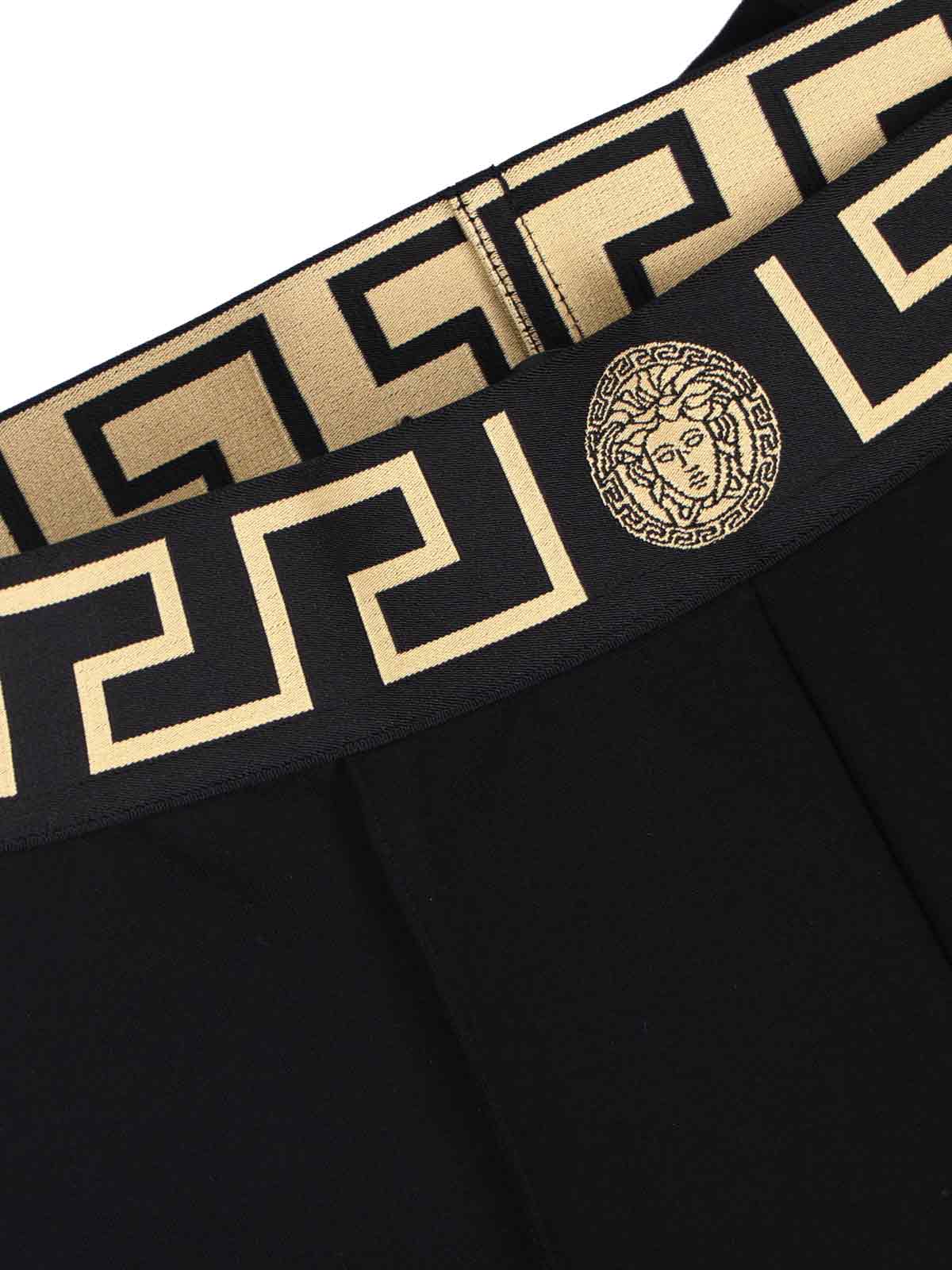 Shop Versace Greca Print Shorts In Nero