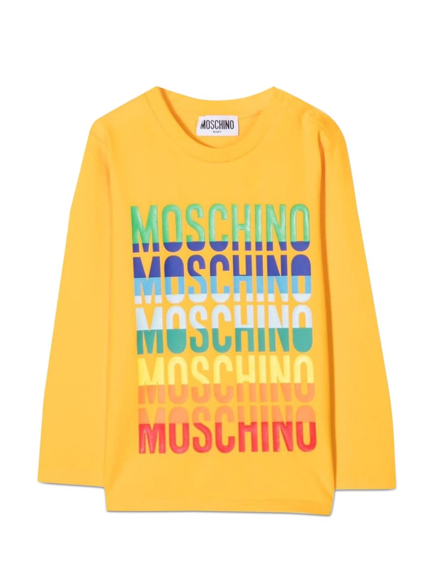 Moschino Kids' T-shirt Con Logo Multicolor In Yellow