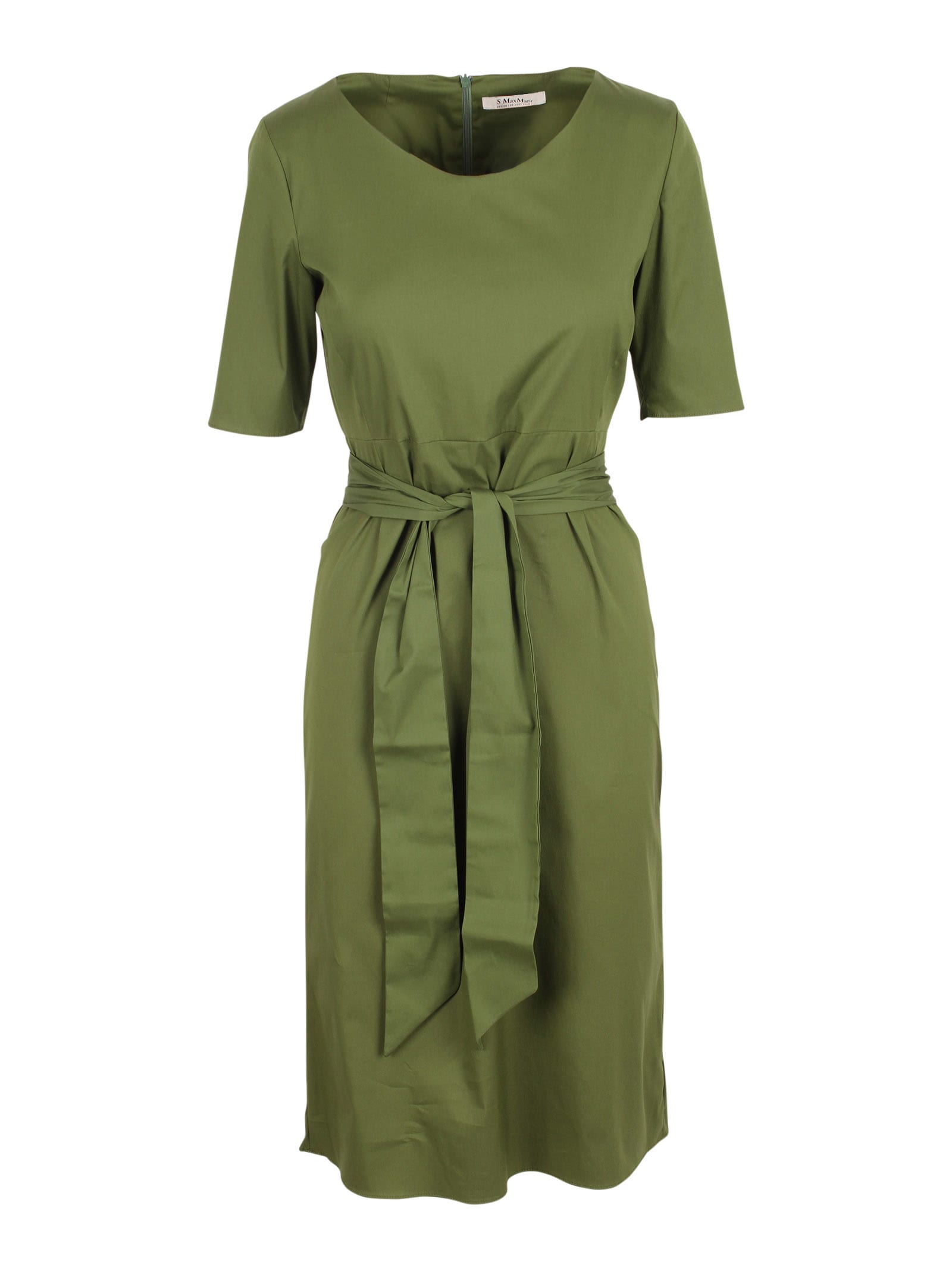 Max Mara S  Liriche Cotton Dress In Dark Green