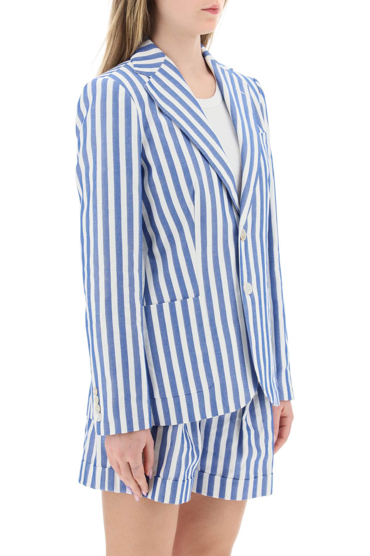 Shop Polo Ralph Lauren Striped Blazer In Blue White Awning Stripe (white)