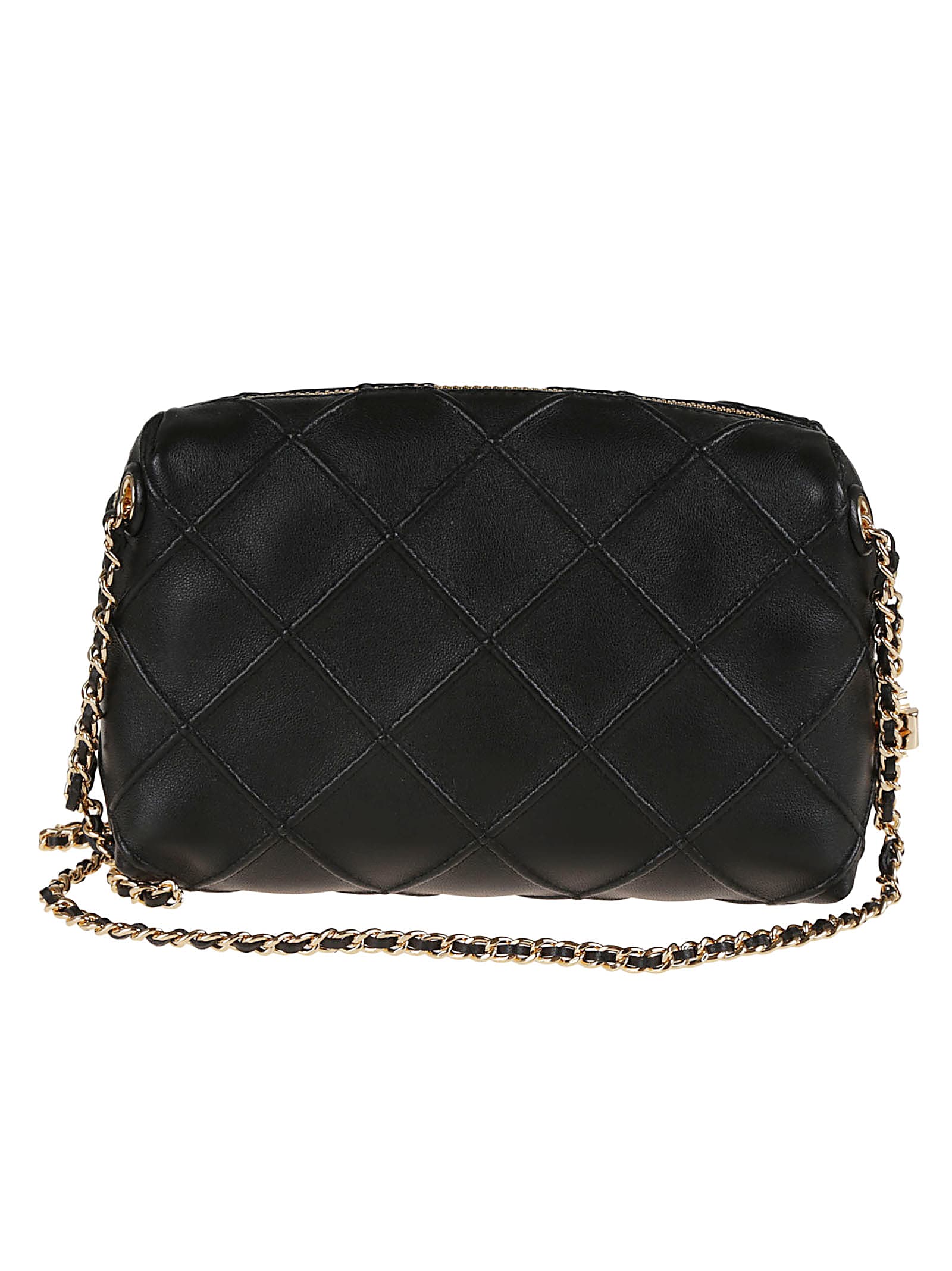 Tory Burch Quilted Black Shoulder Bag In Soft Lamb Leather In Black
