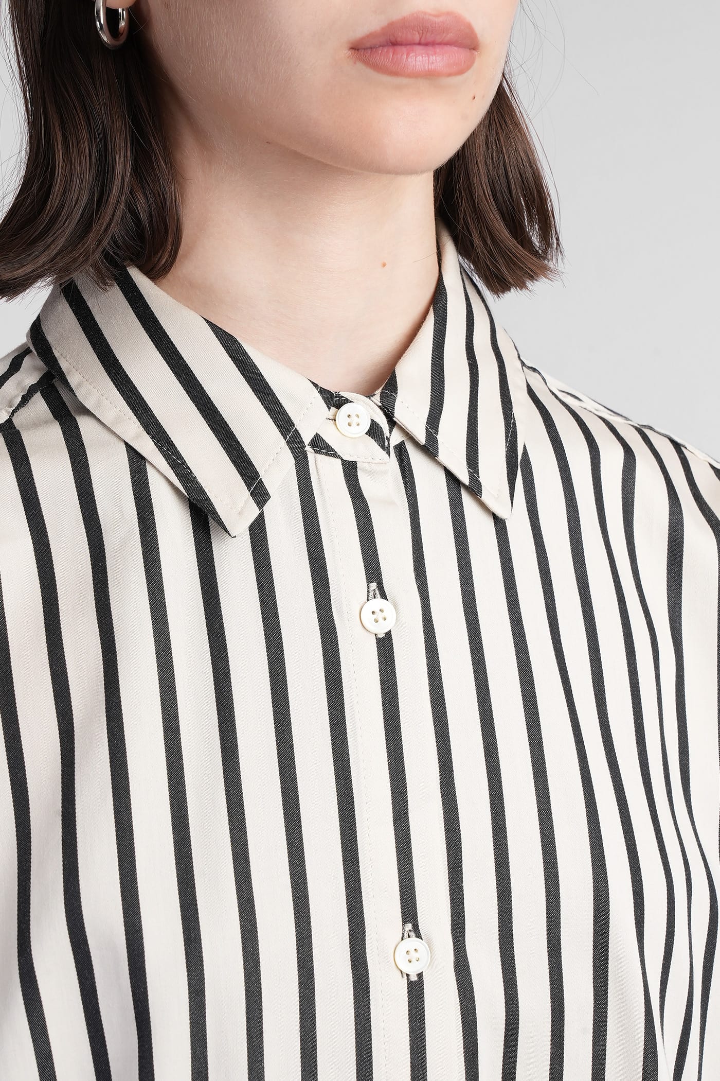 Shop Anine Bing Plaza Shirt In Beige Cotton
