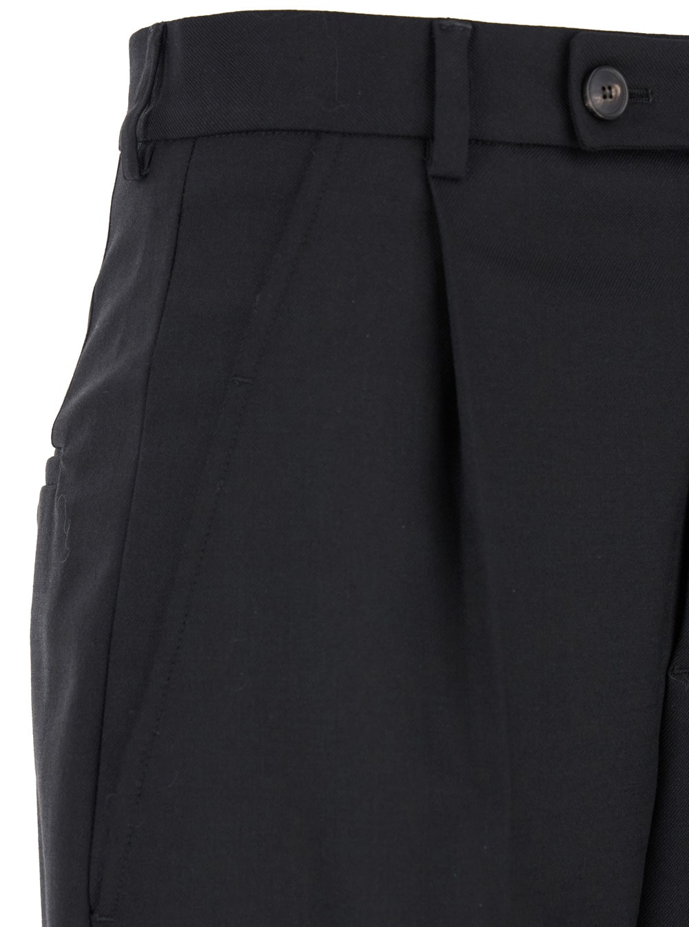 Shop Tela Mia Black Pants With Belt Loops And Pences In Wool Blend Stretch Woman