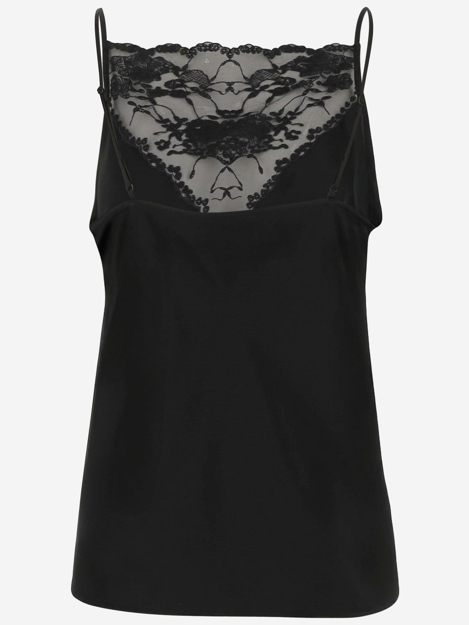 By Malene Birger Lace-trimmed Satin Top With Spaghetti Straps