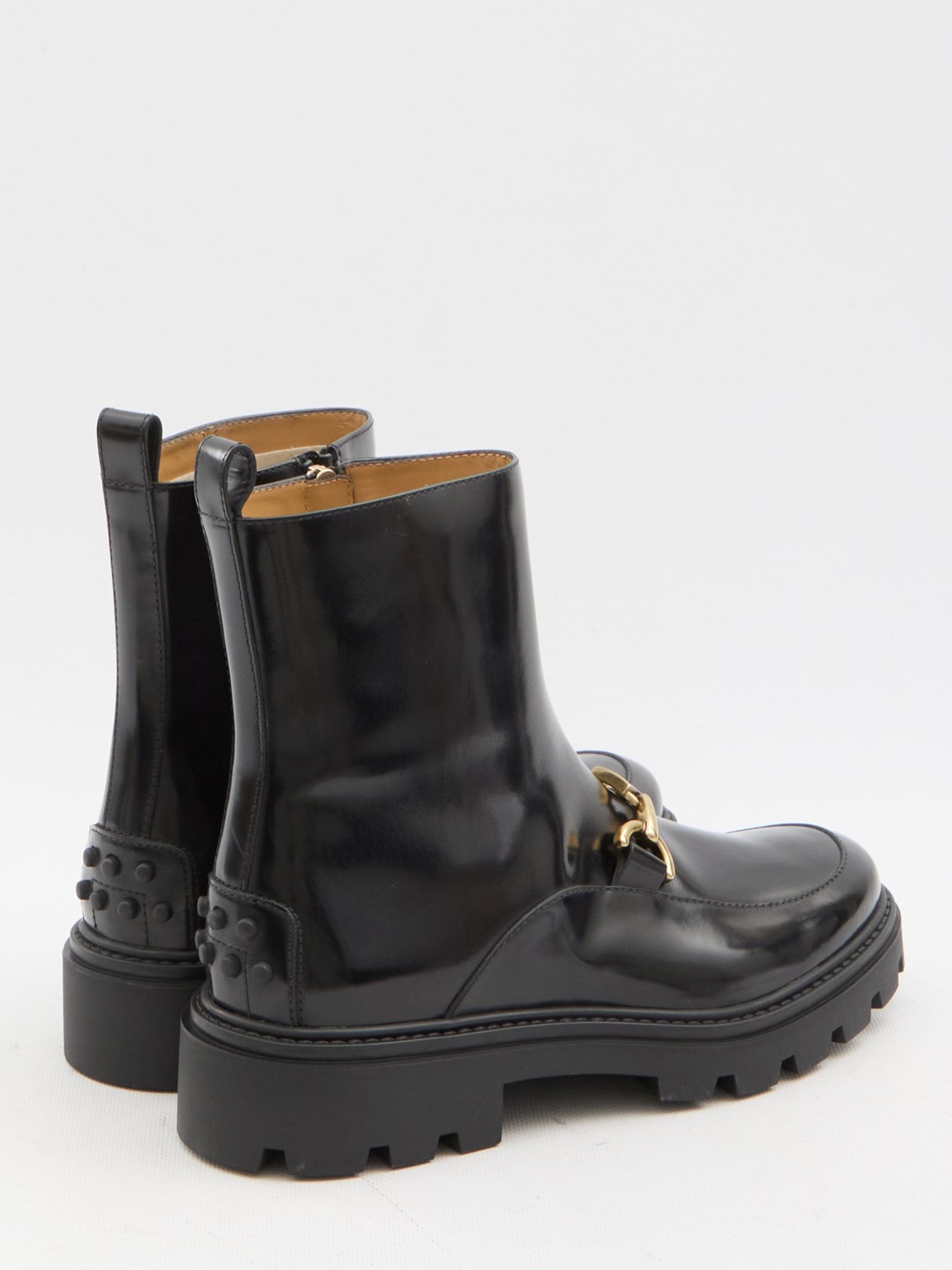 Shop Tod's Leather Ankle Boots In Black