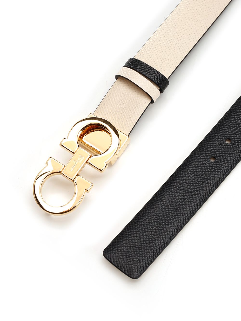 Shop Ferragamo Reversible And Adjustable Gancini Belt In White