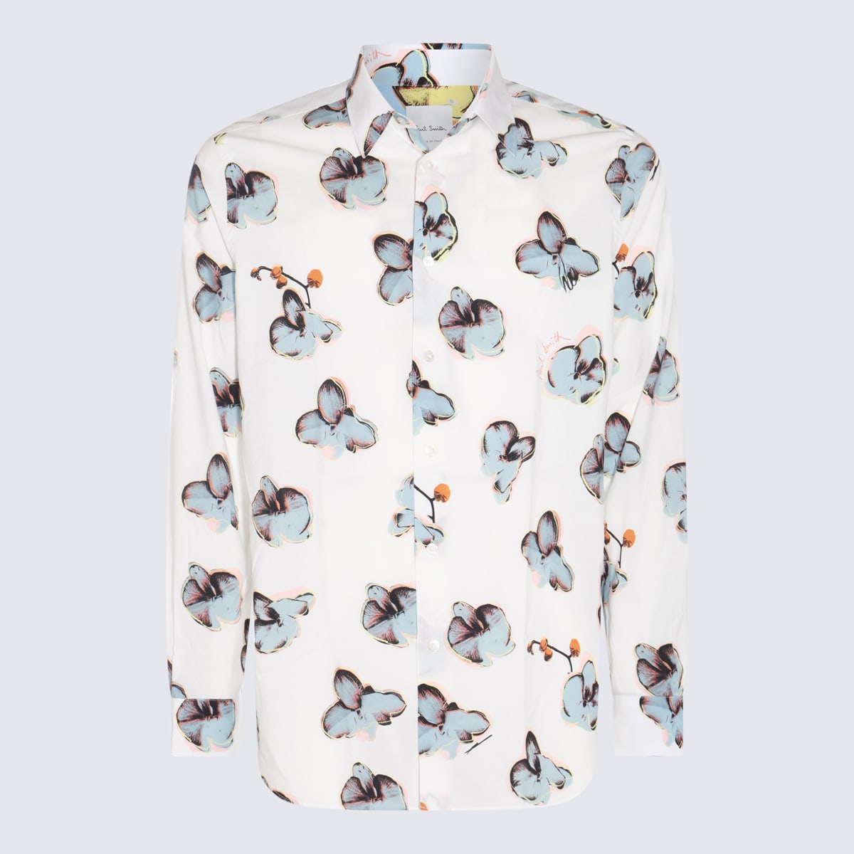 Shop Paul Smith White Multicolour Cotton-viscose Blend Shirt
