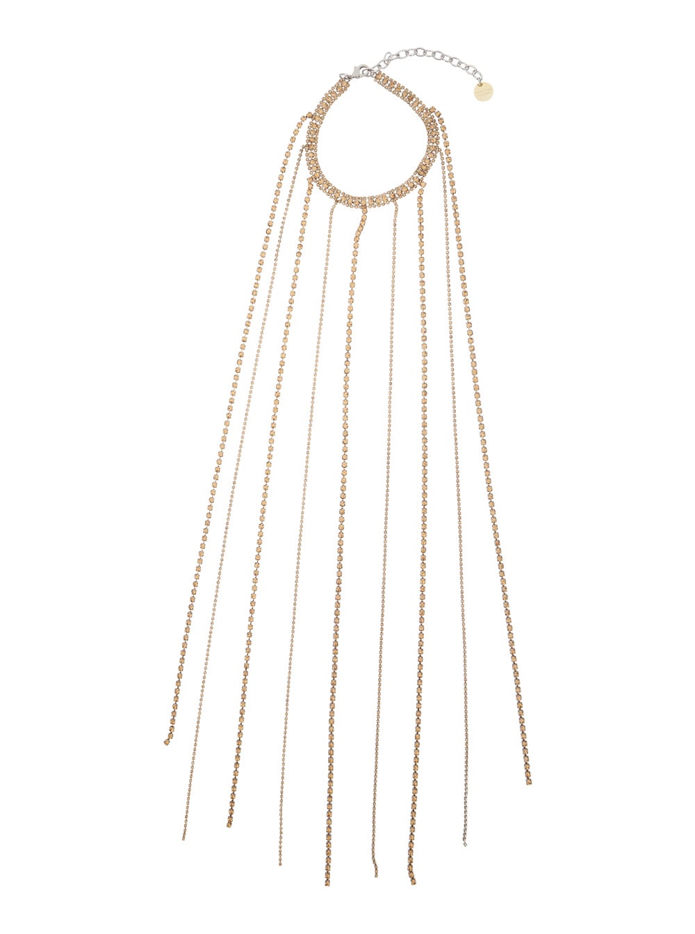 Silvia Gnecchi Gold-colored Necklace With All-over Applied Glass Crystals And Adjustable Clasp In Brass Woman In Gold