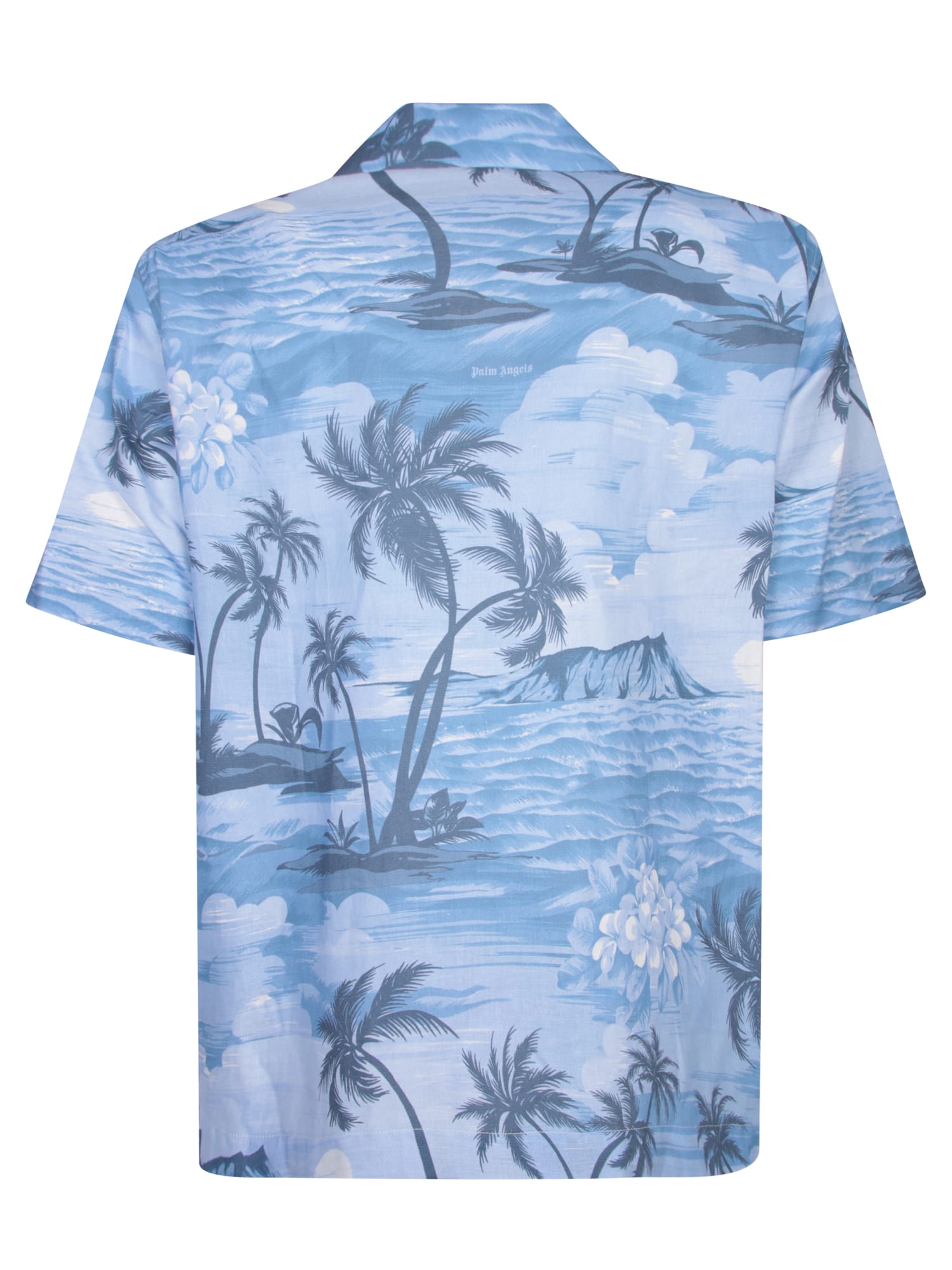 Shop Palm Angels Tropical Sunset Blue Shirt